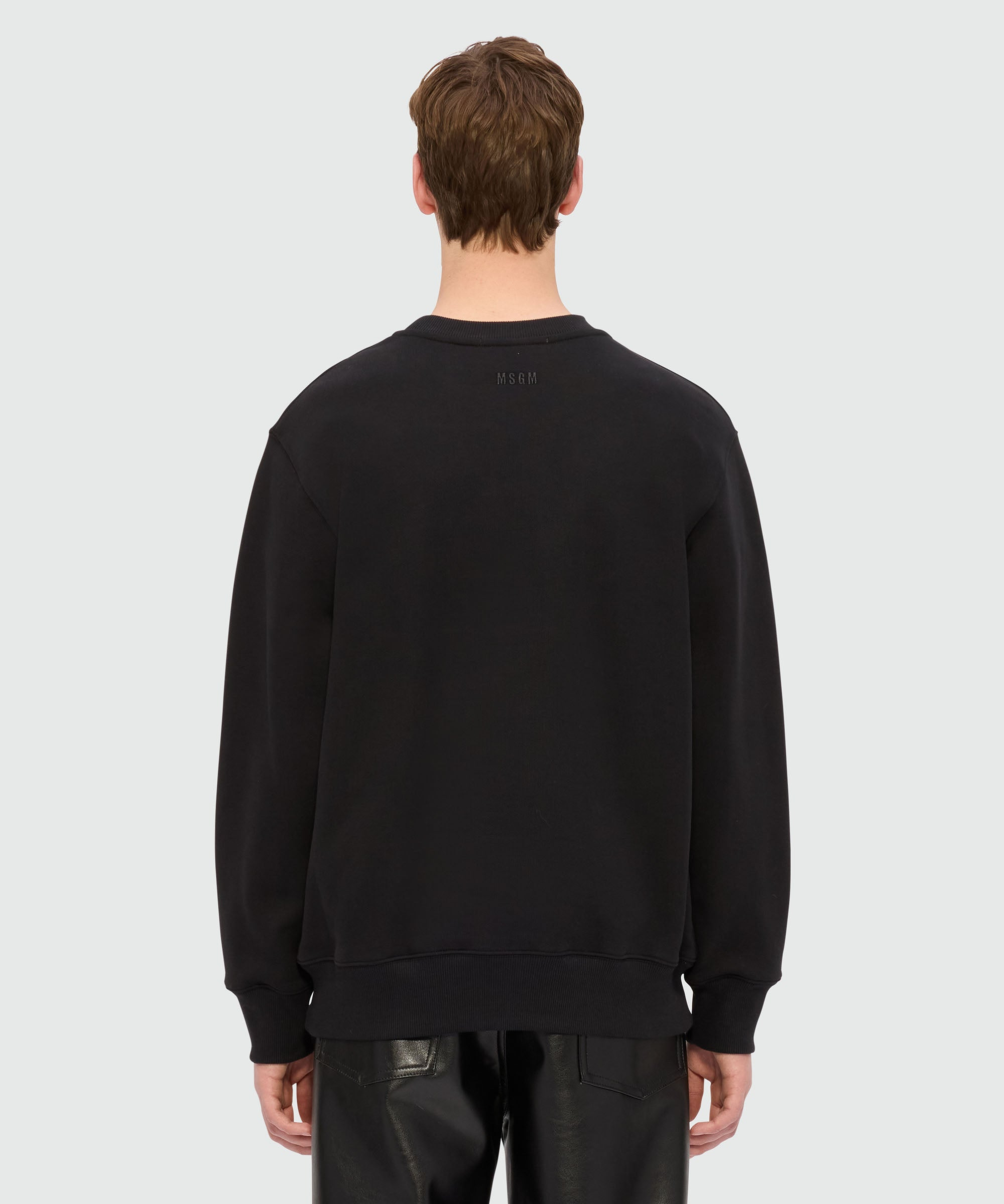 Black jersey sweatshirt with MSGM "Follow the Rabbit®" graphic - 3