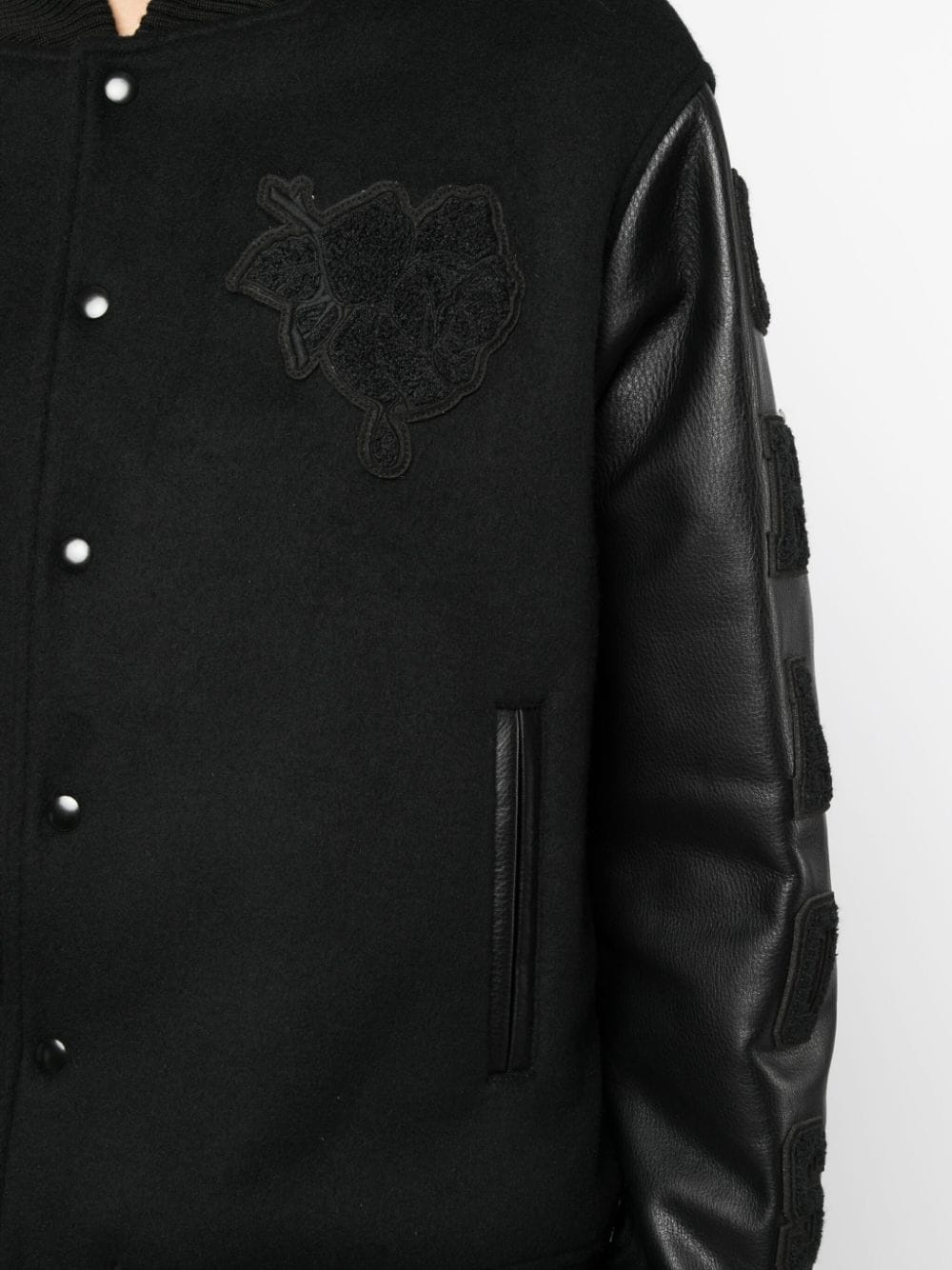 patch-detail buttoned bomber jacket - 5