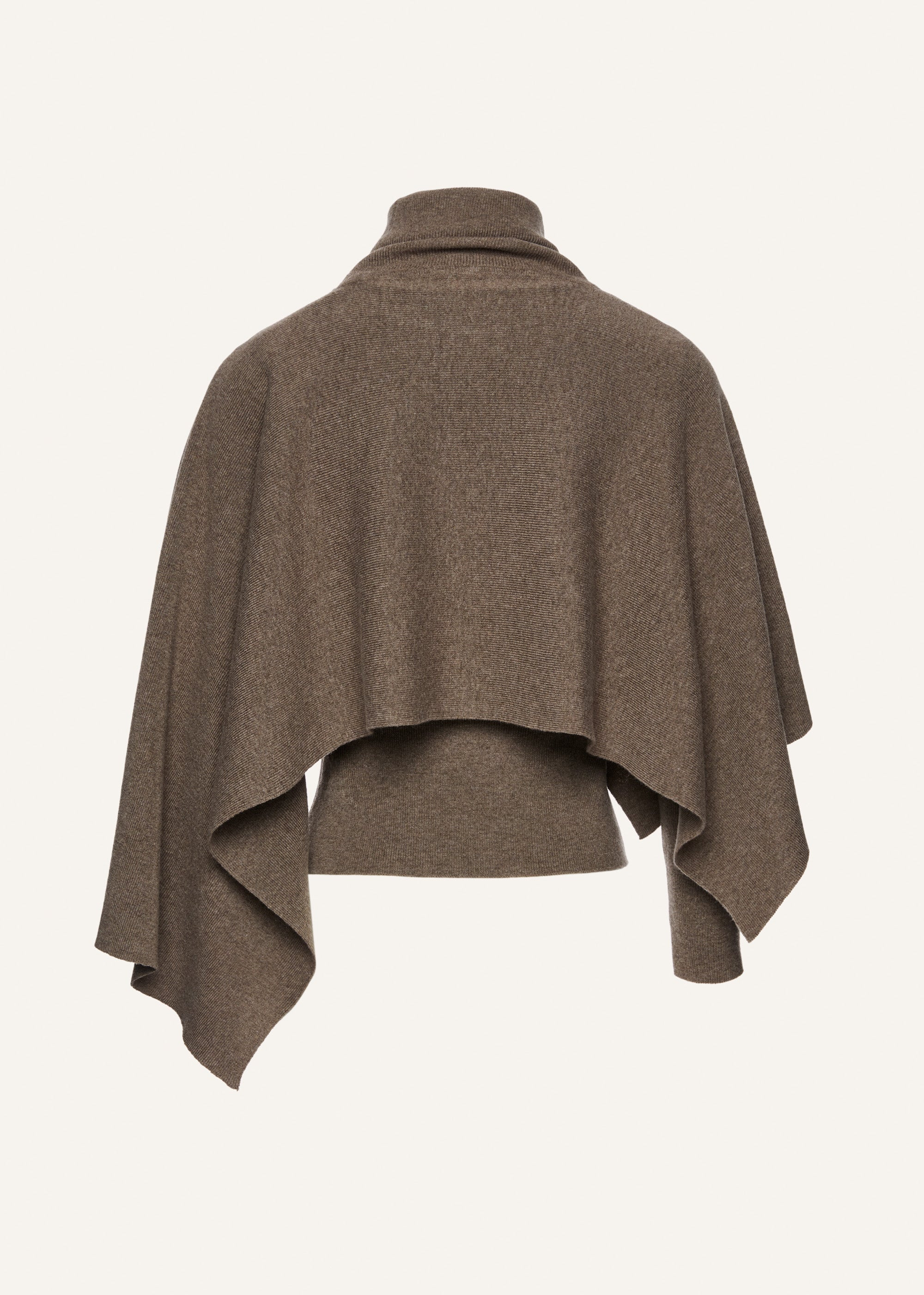 Asymmetrical wool knit top in beige - 2