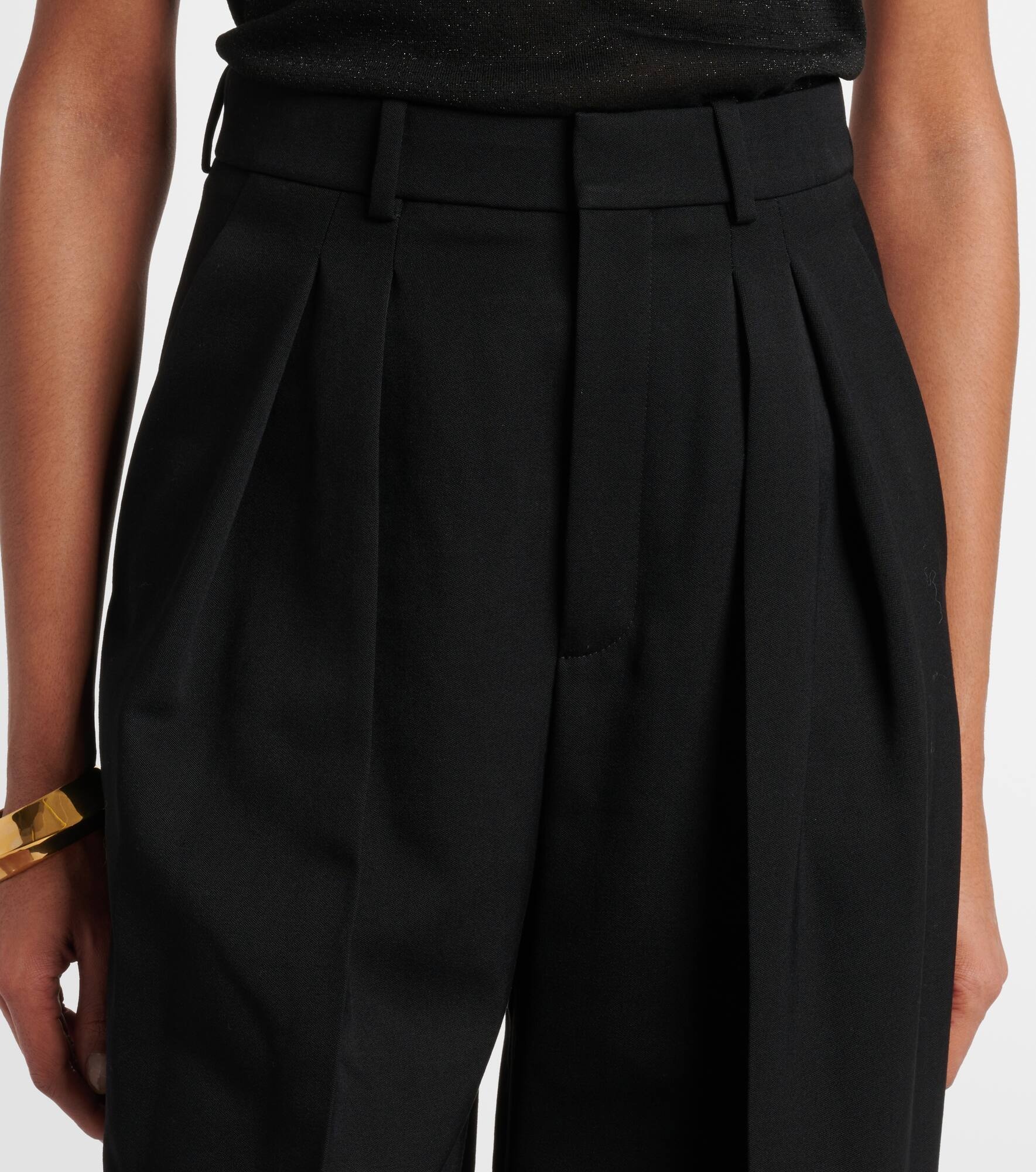 Pleated wool straight pants - 4