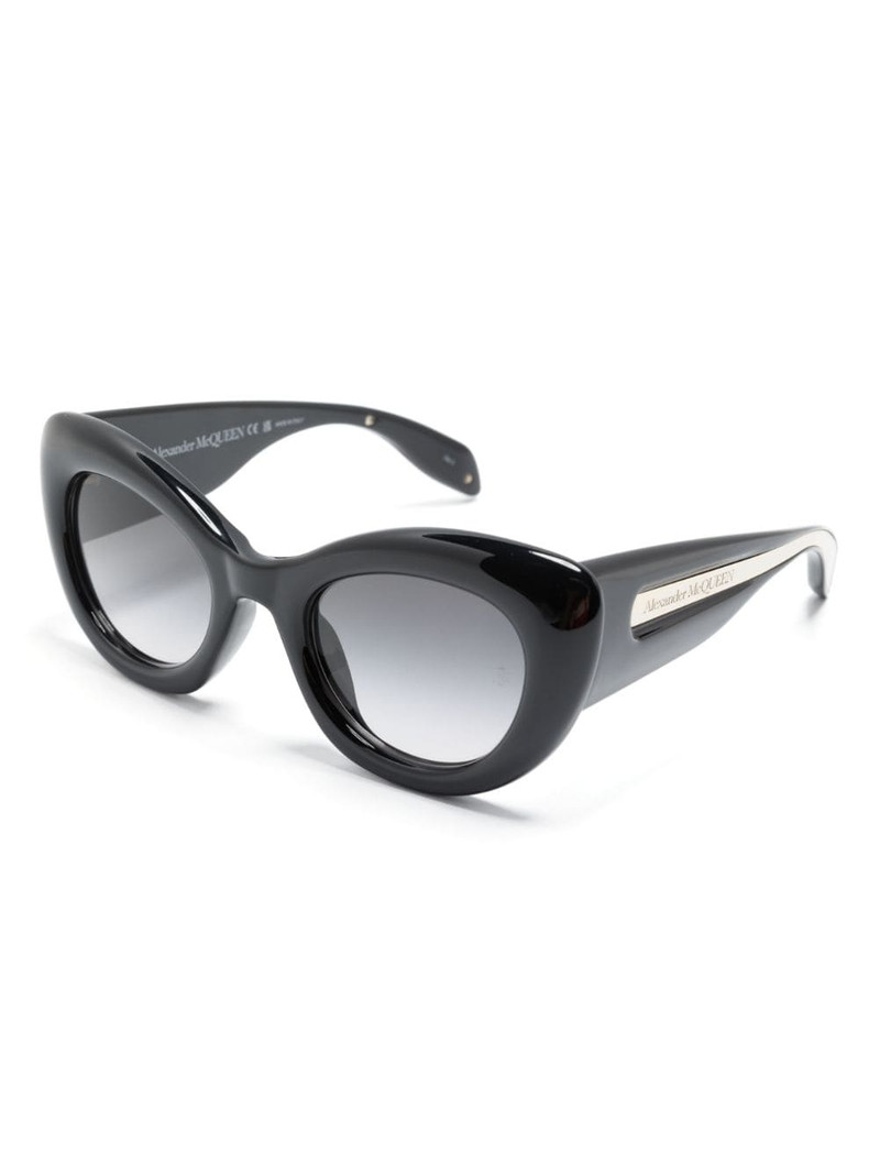 Alexander McQueen engraved-logo round-frame sunglasses outlook
