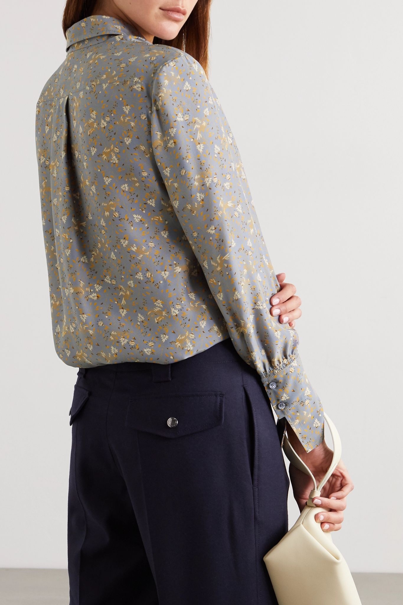 Floral-print silk crepe de chine shirt  - 3