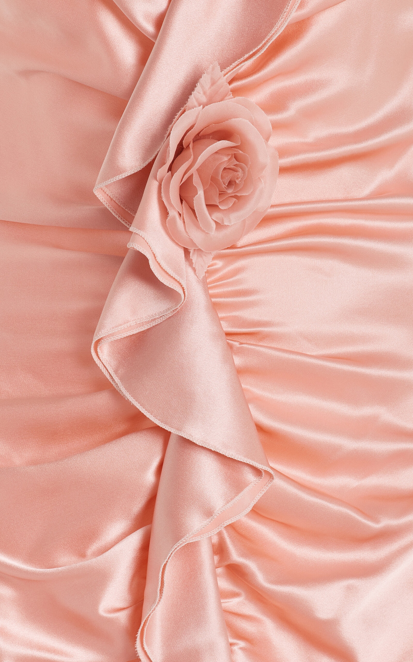 Flower-Detailed Ruched Silk-Satin Dress pink - 5