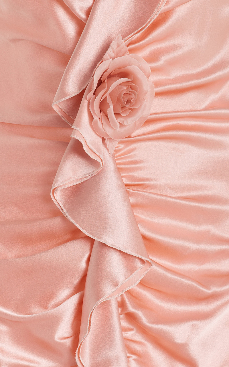 Flower-Detailed Ruched Silk-Satin Dress pink 5