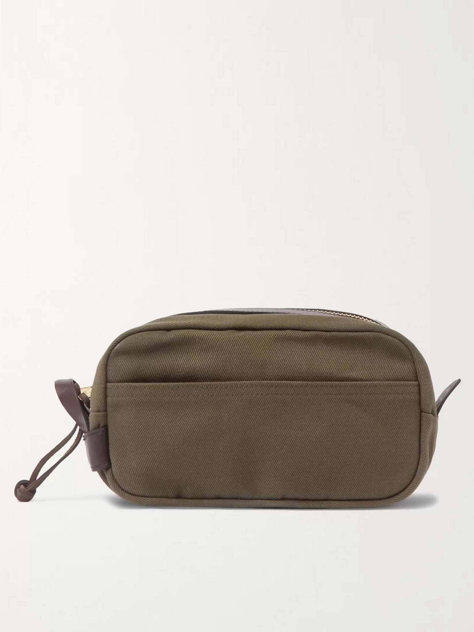 Leather-Trimmed Cotton-Canvas Wash Bag - 1