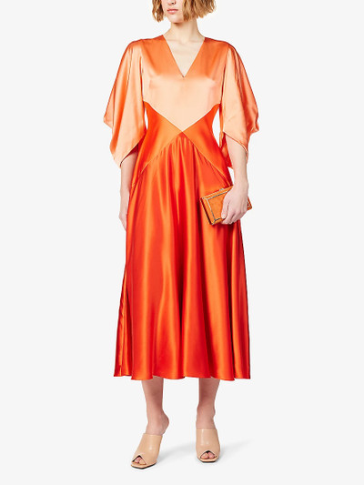 Roksanda Gaia draped-sleeve panelled silk midi dress outlook