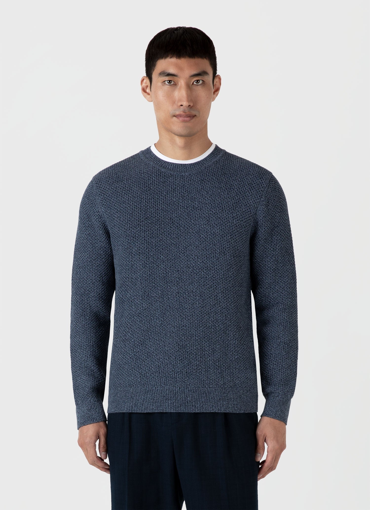 Honeycomb Cotton Crew Neck Jumper - 2