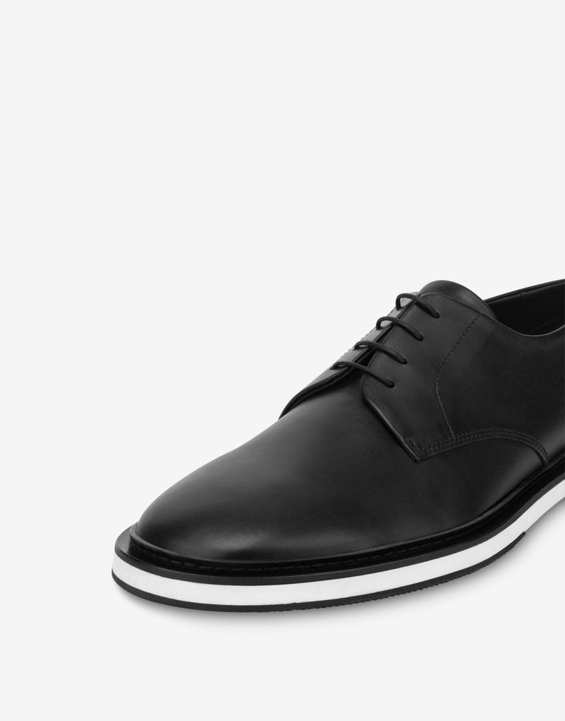 RUBBER LOGO CALFSKIN LACE-UP SHOES 4