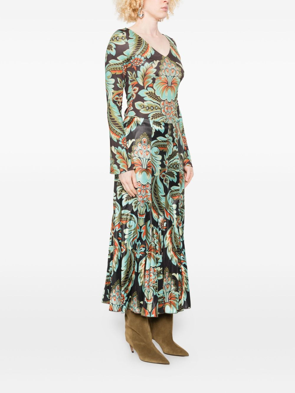pleated floral-print skirt - 3