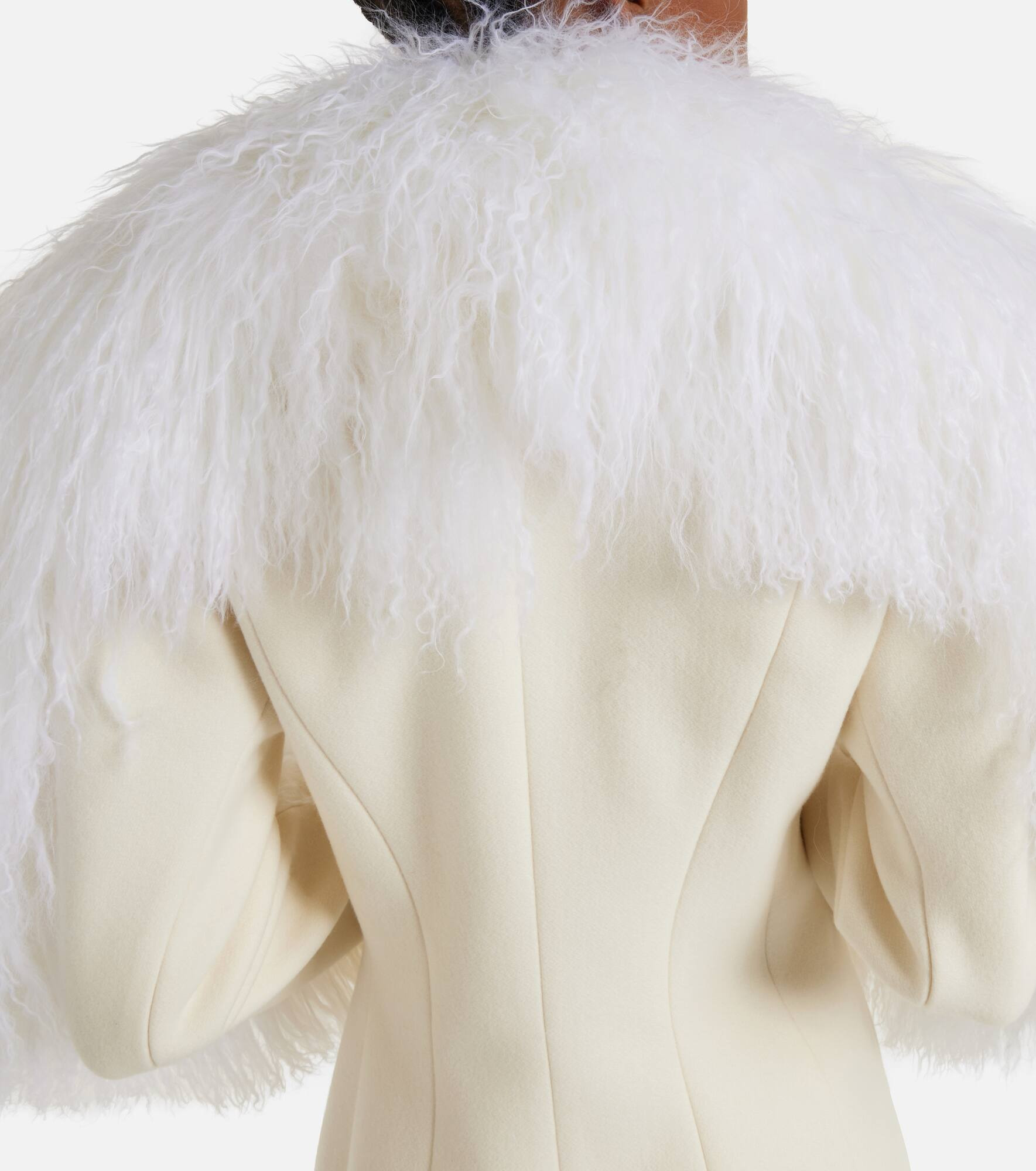 Boa shearling-trimmed virgin wool coat - 6