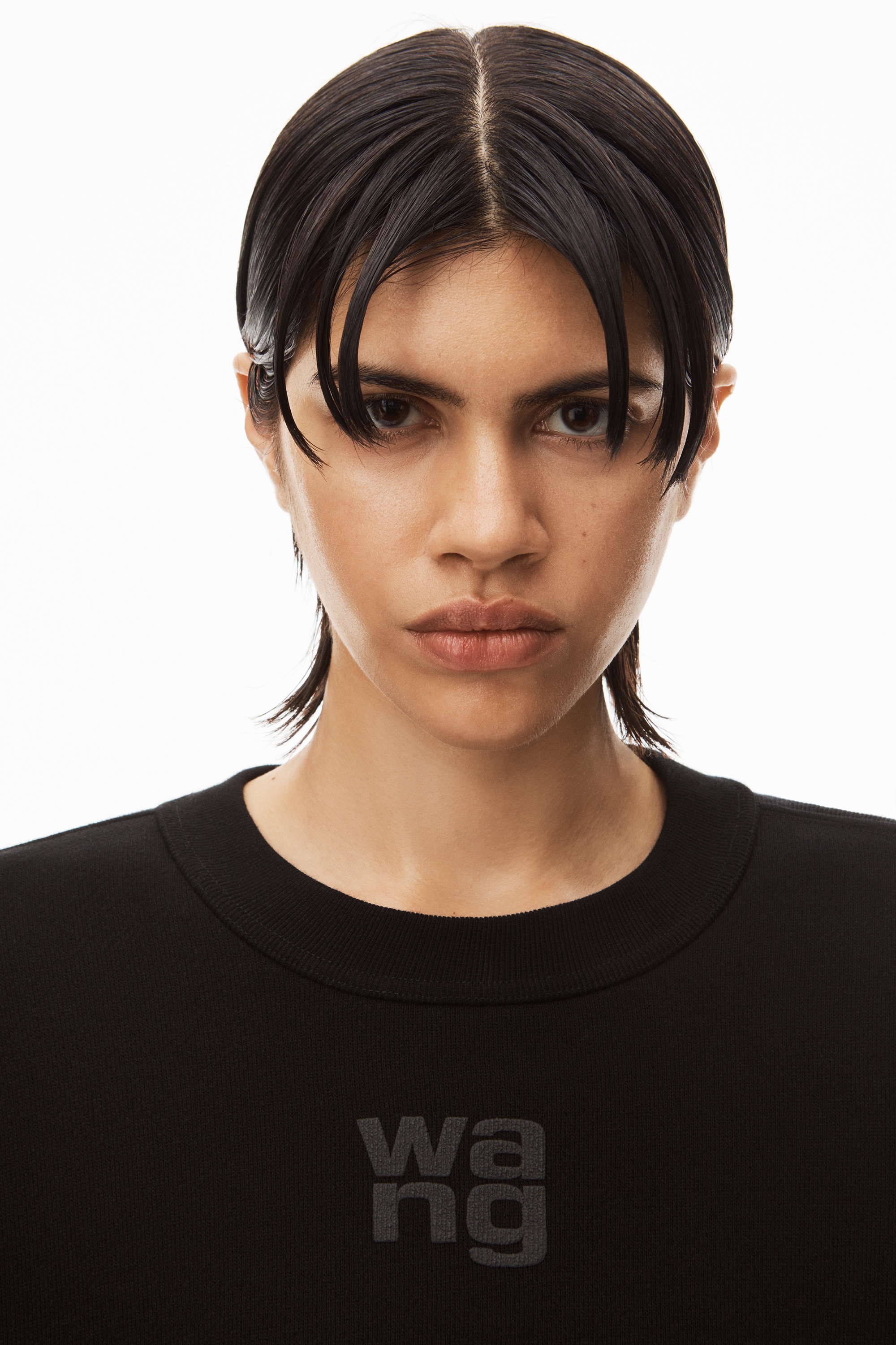 alexanderwang PUFF LOGO SWEATSHIRT IN STRUCTURED TERRY BLACK