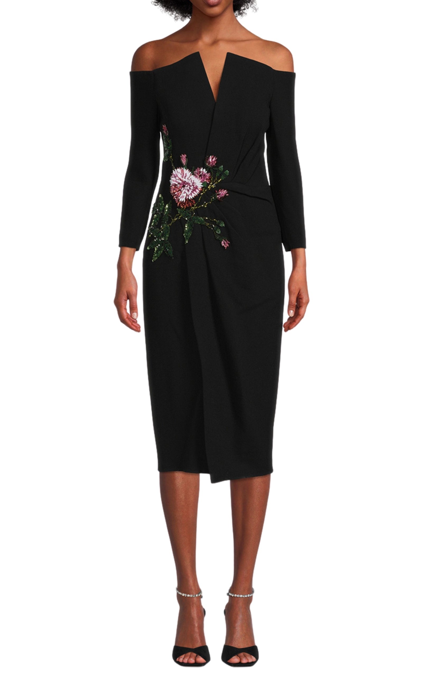 V-NECK CRYSTAL COCKTAIL DRESS - 3