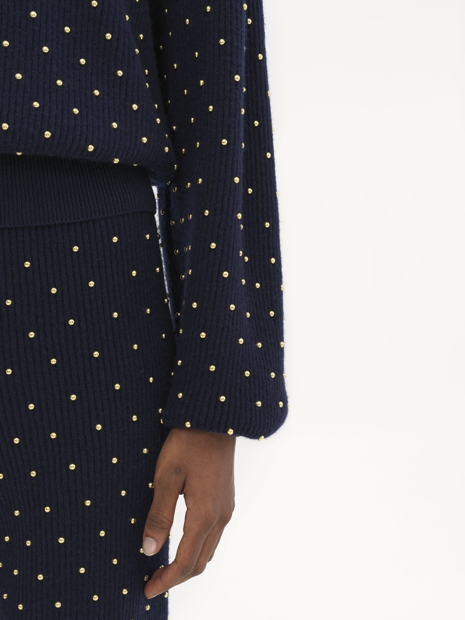 STUDDED CREW-NECK SWEATER IN WOOL & CASHMERE KNIT - 6