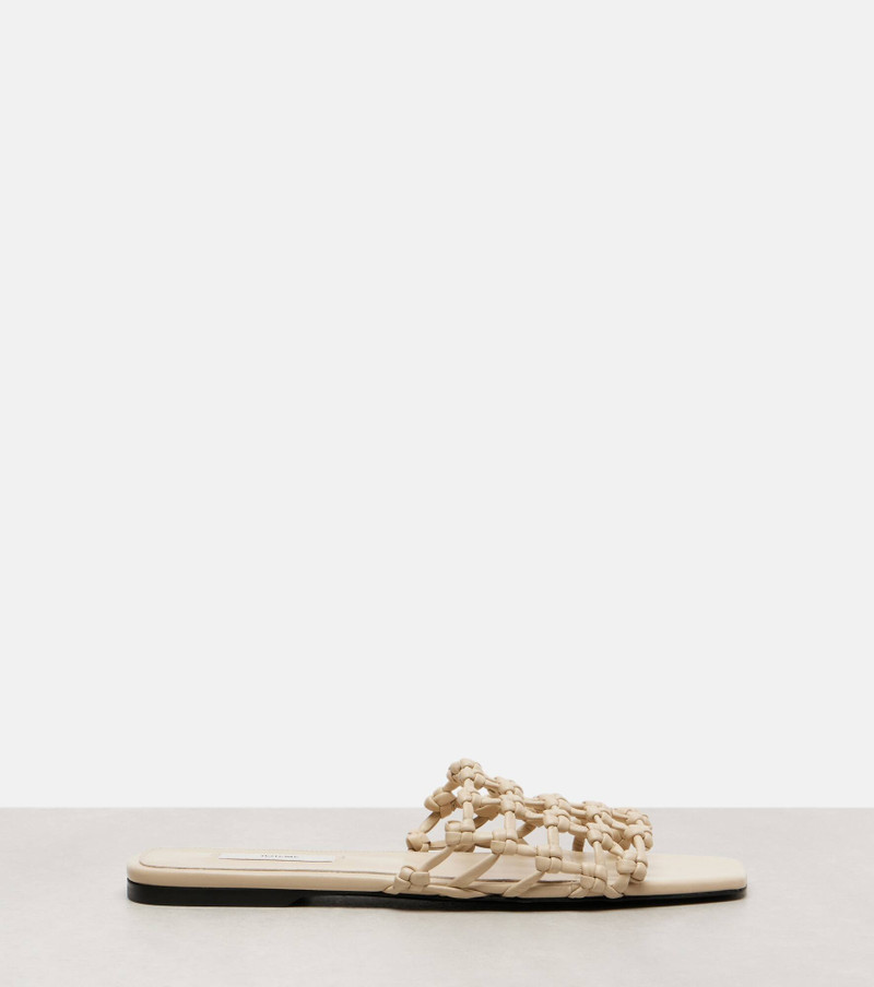 Woven leather slides 4