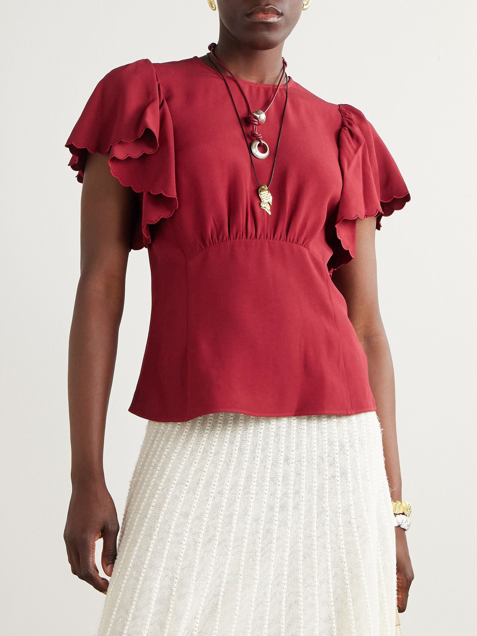Nejma ruffled crepe blouse Red - 3