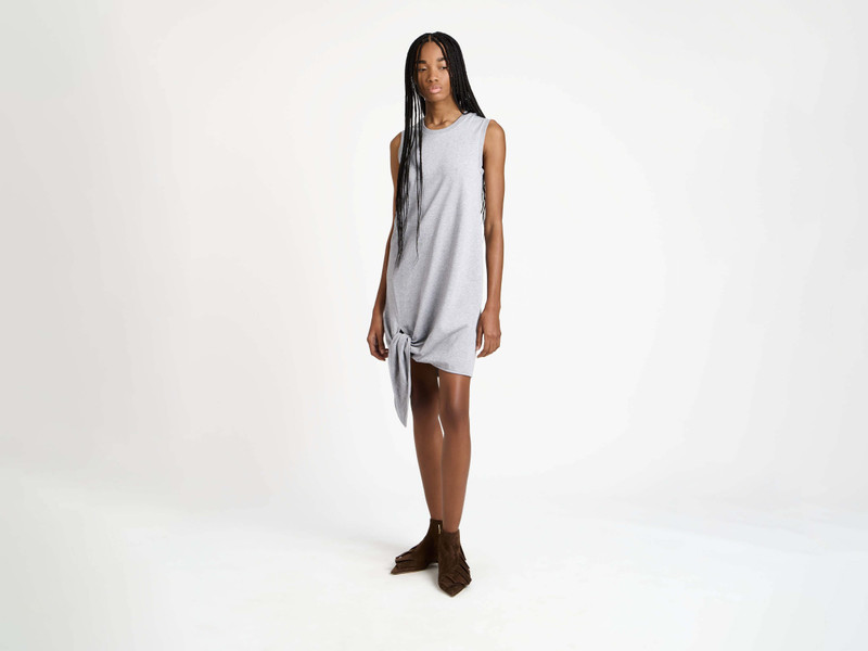 JW Anderson WOMENS HEM KNOT DRESS IN MID GREY MELANGE outlook
