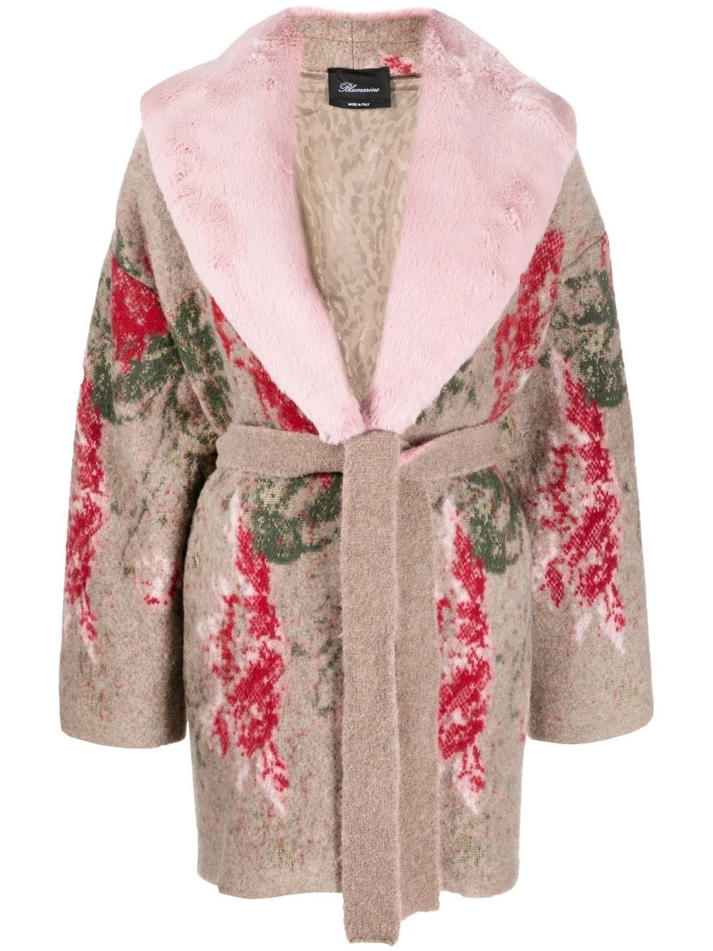 floral-print belted coat - 1