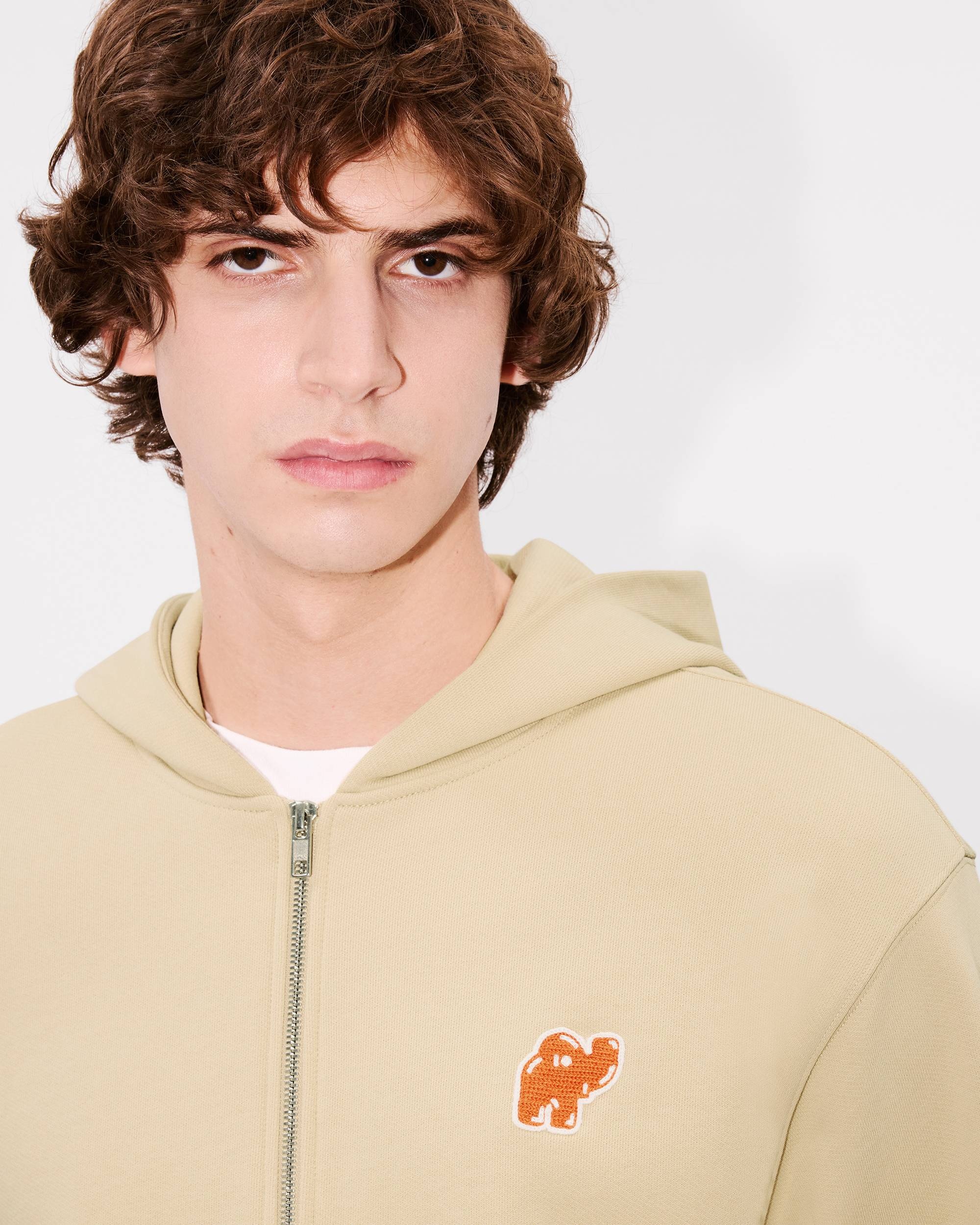 'KENZO Elephant Logo' embroidered full-zip hoodie in cotton - 6