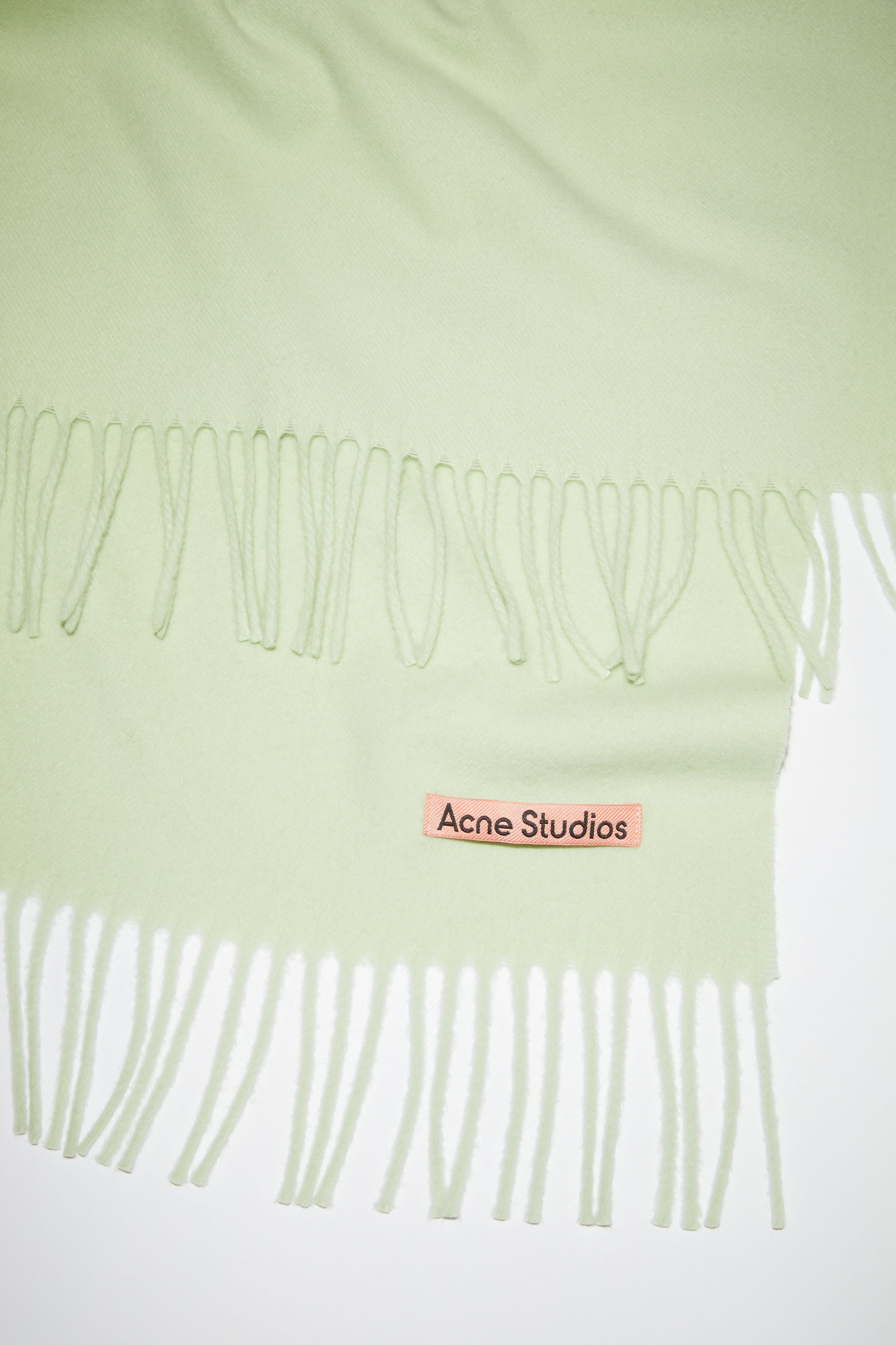 Oversized fringed wool scarf - Pale green - 4