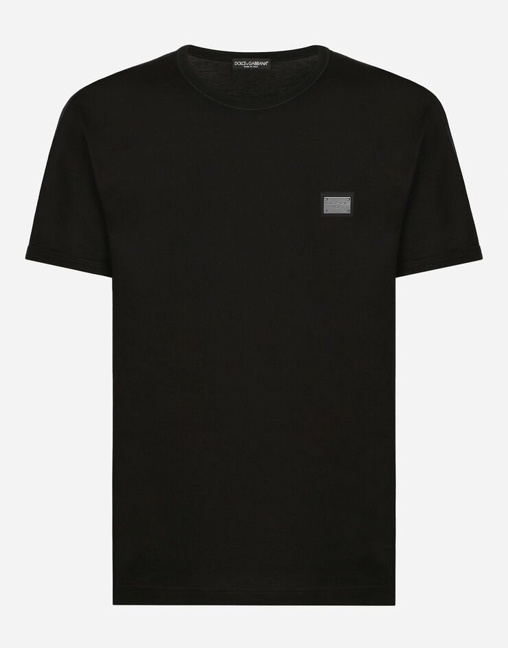 Cotton T-shirt with branded tag - 1