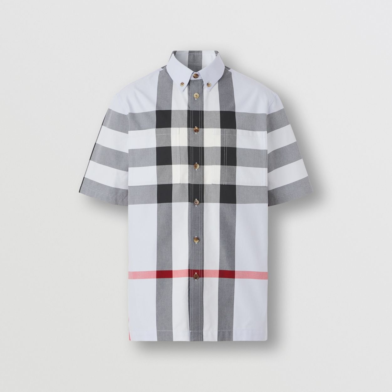 Short-sleeve Check Cotton Shirt - 1