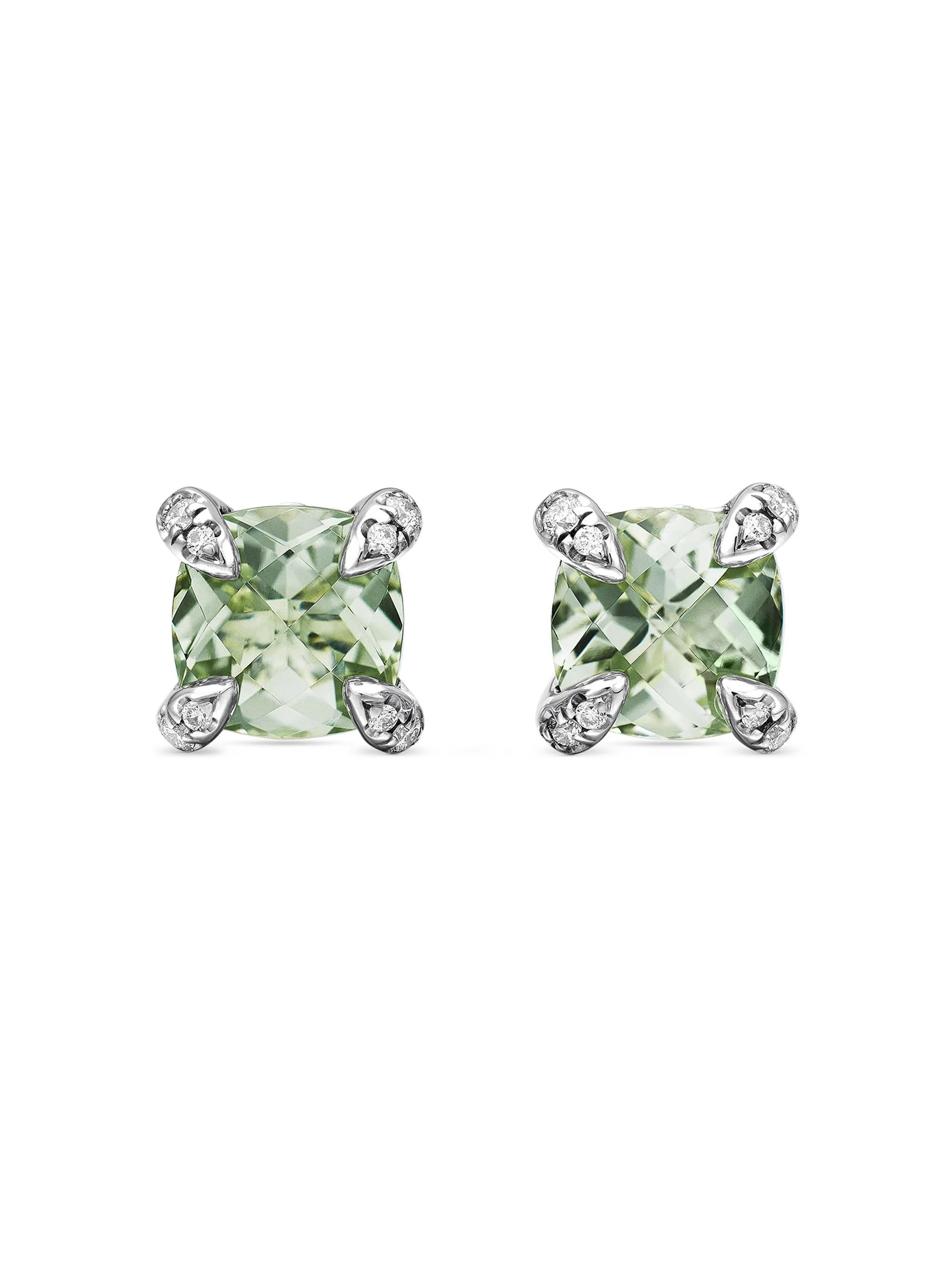 Women's Petite Chatelaine Stud Earrings in Sterling Silver - Prasiolite - 1