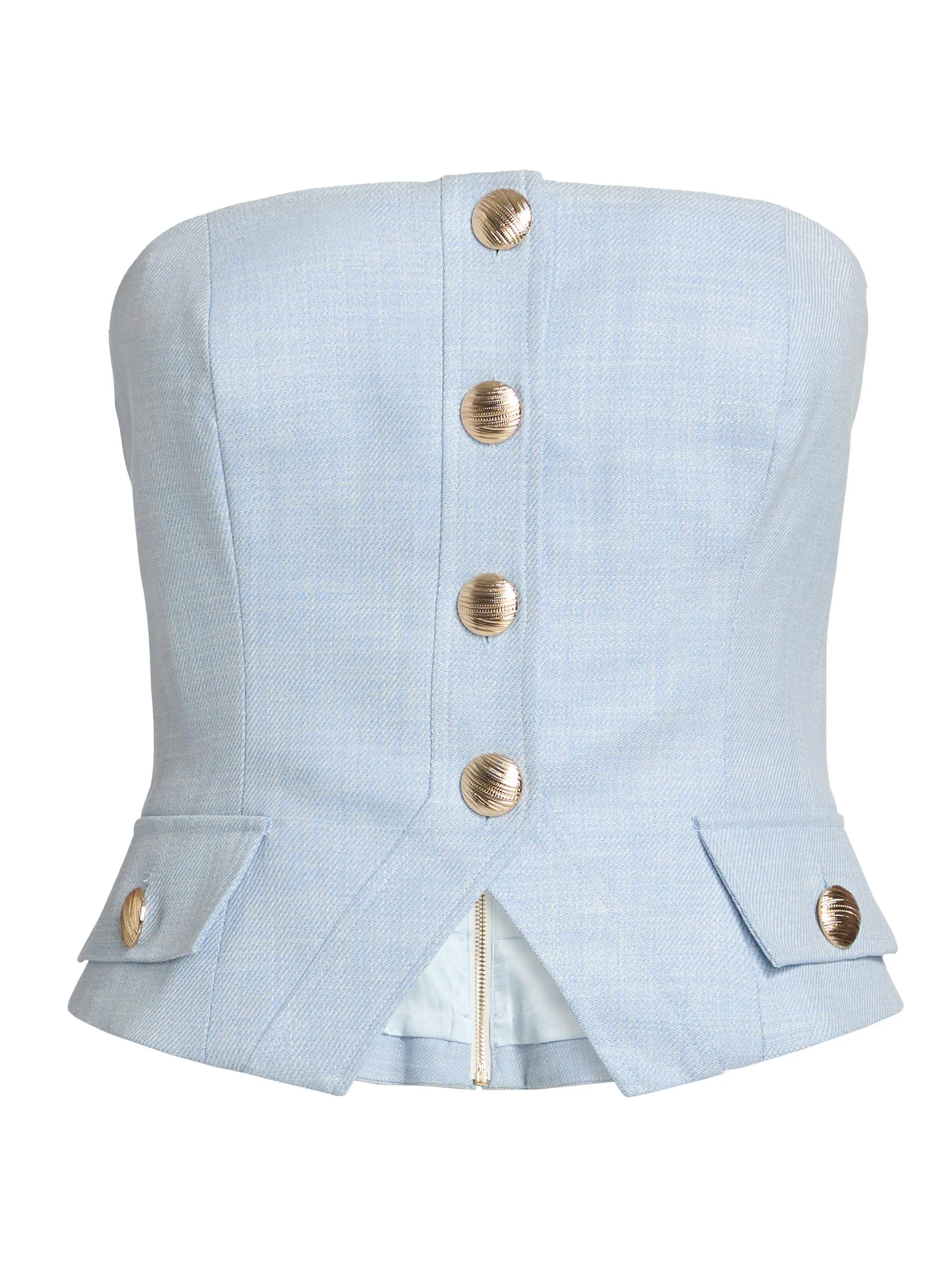 Women's Ellery Chambray Suiting Bustier Top - Chambray Blue - 1