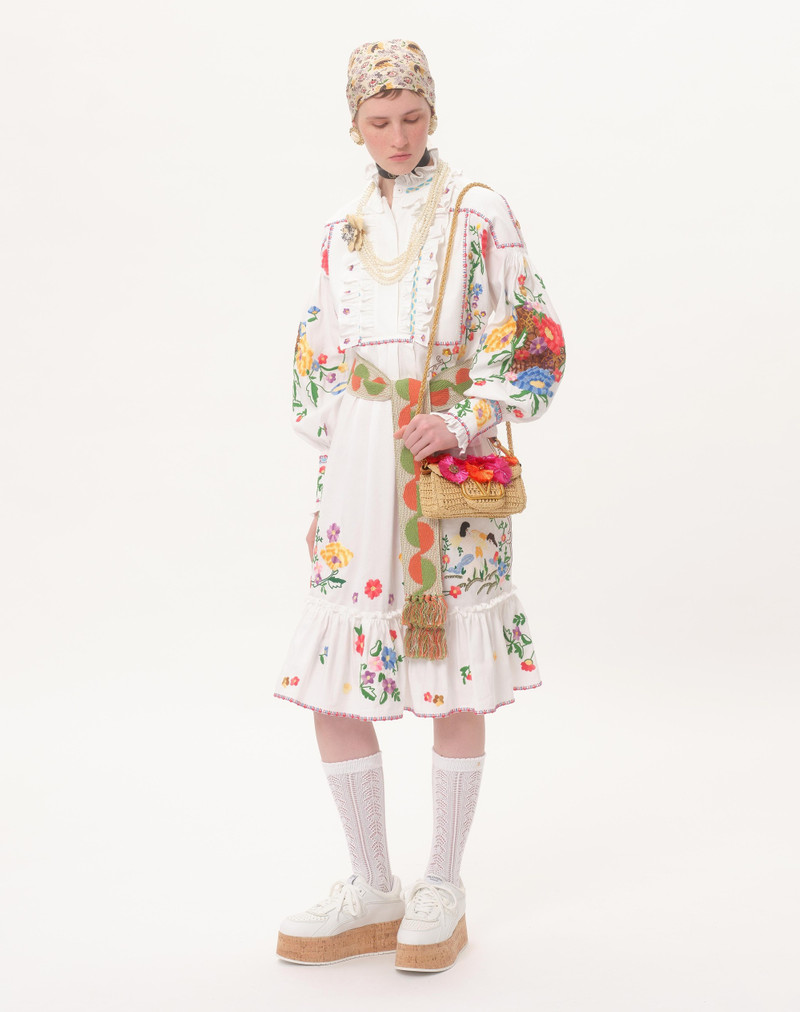 VALENTINO GARAVANI LOCÒ SMALL SHOULDER BAG IN WITH FLOWERS AND BEADS 2