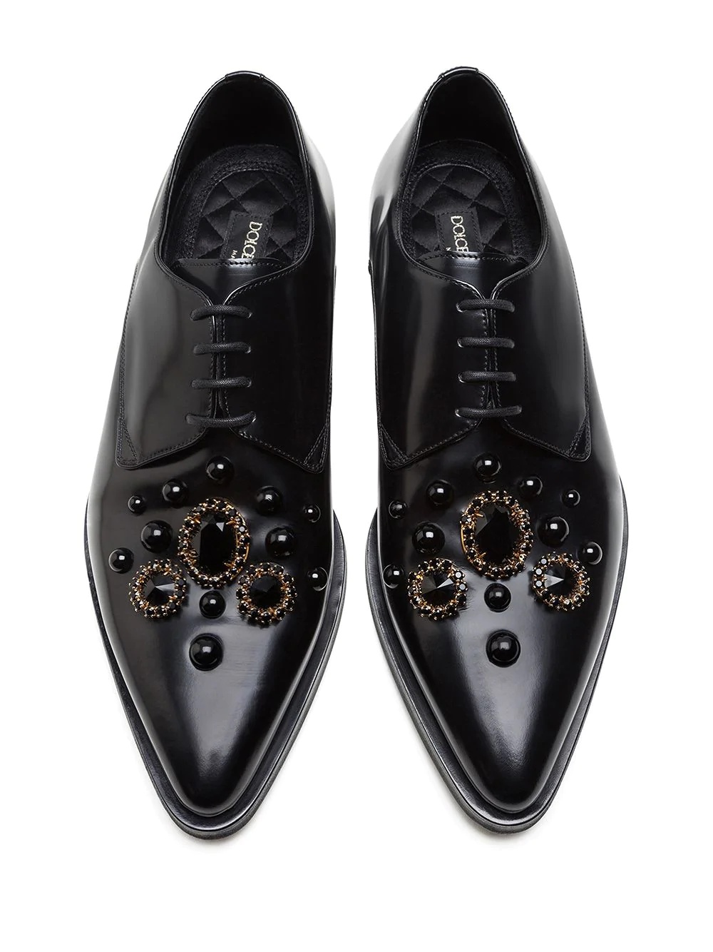 embellished leather derby shoes - 4