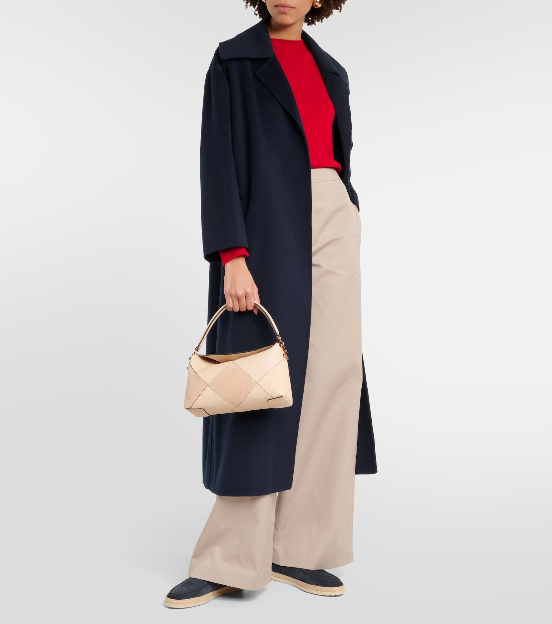 Raffia-trimmed suede loafers - 2
