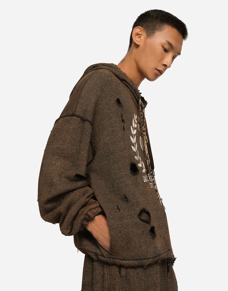 Washed jersey hoodie with print - 4