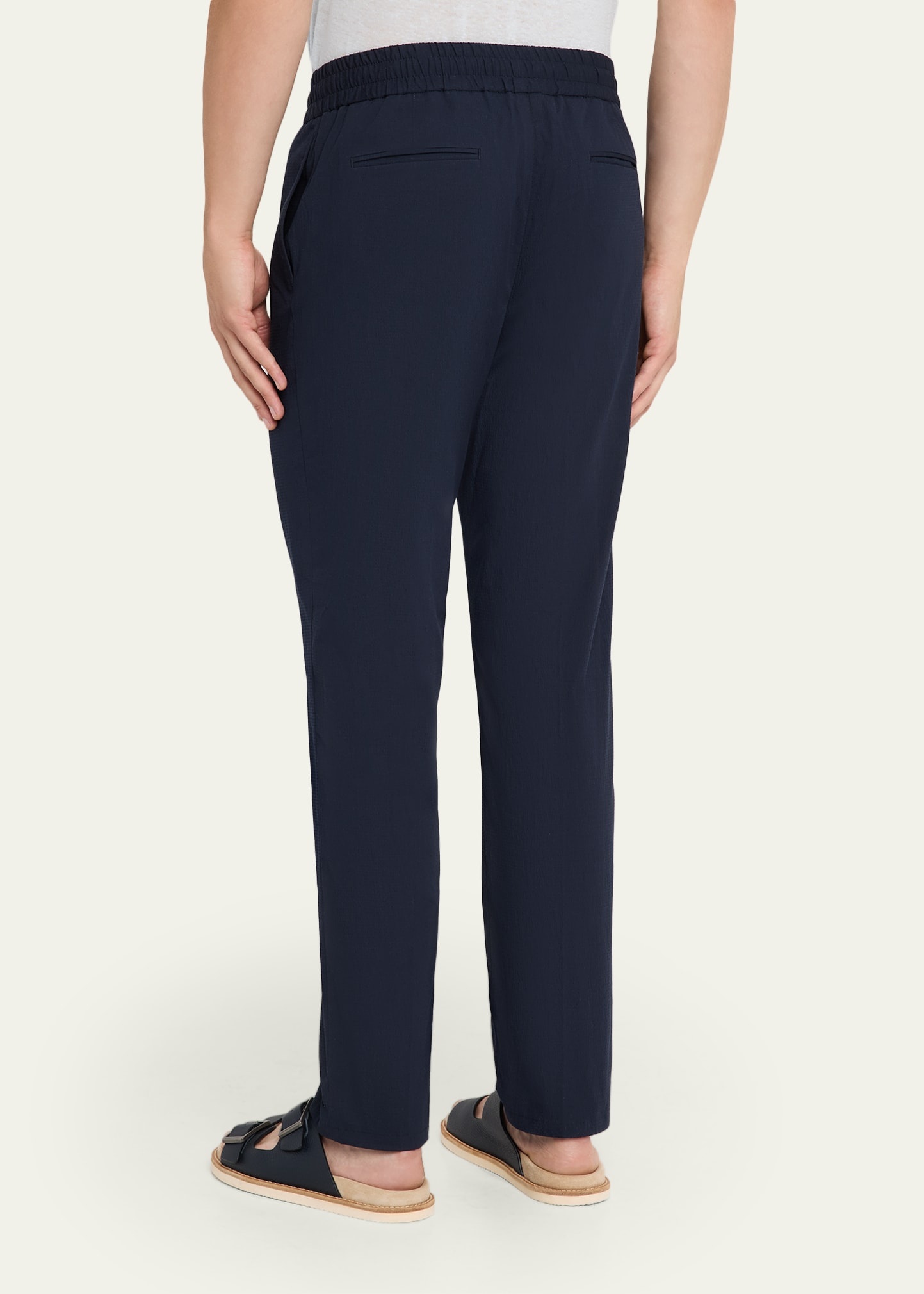 Men's Tailored Fit Italian Seersucker Flat-Front Trousers - 3