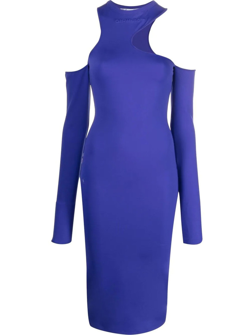 asymmetric long-sleeve midi dress 1