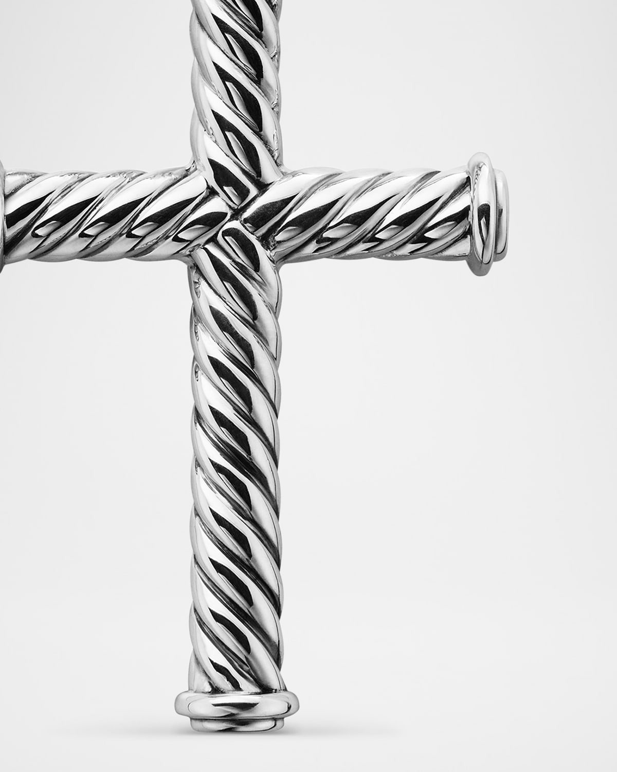 Men's Cable Cross Pendant in Silver, 35mm - 5
