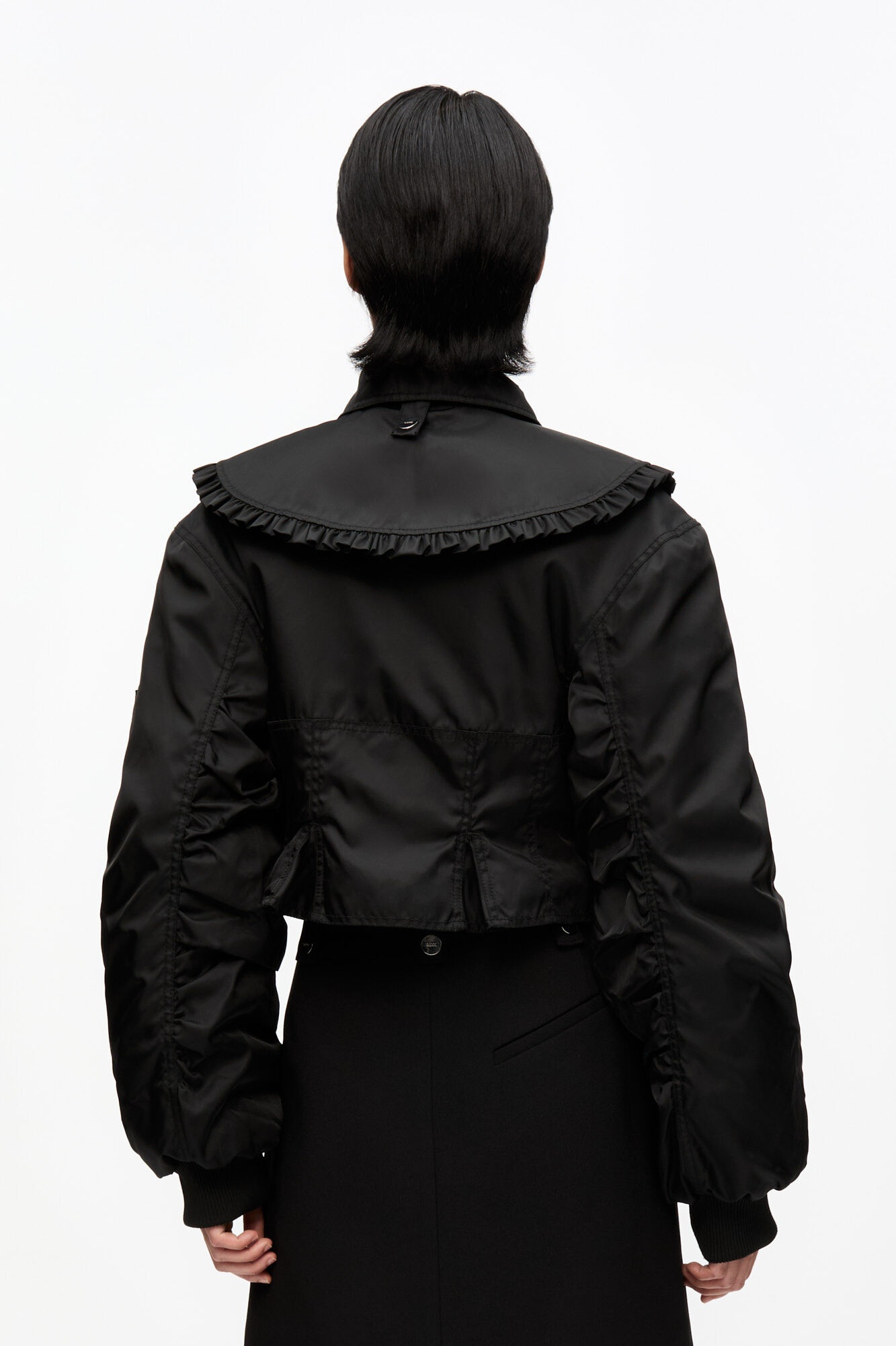 BLACK DUCHESSE NYLON FITTED JACKET - 4