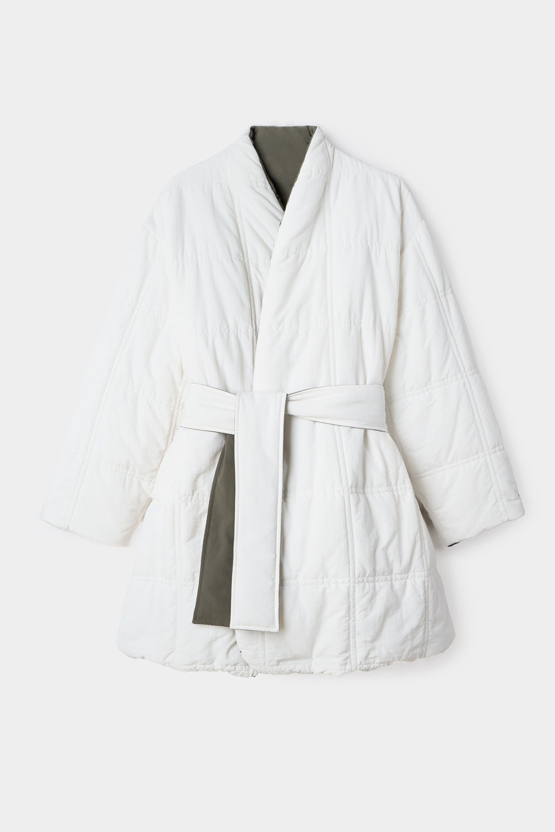 REVERSIBLE BLANKET COAT / white & military green - 5