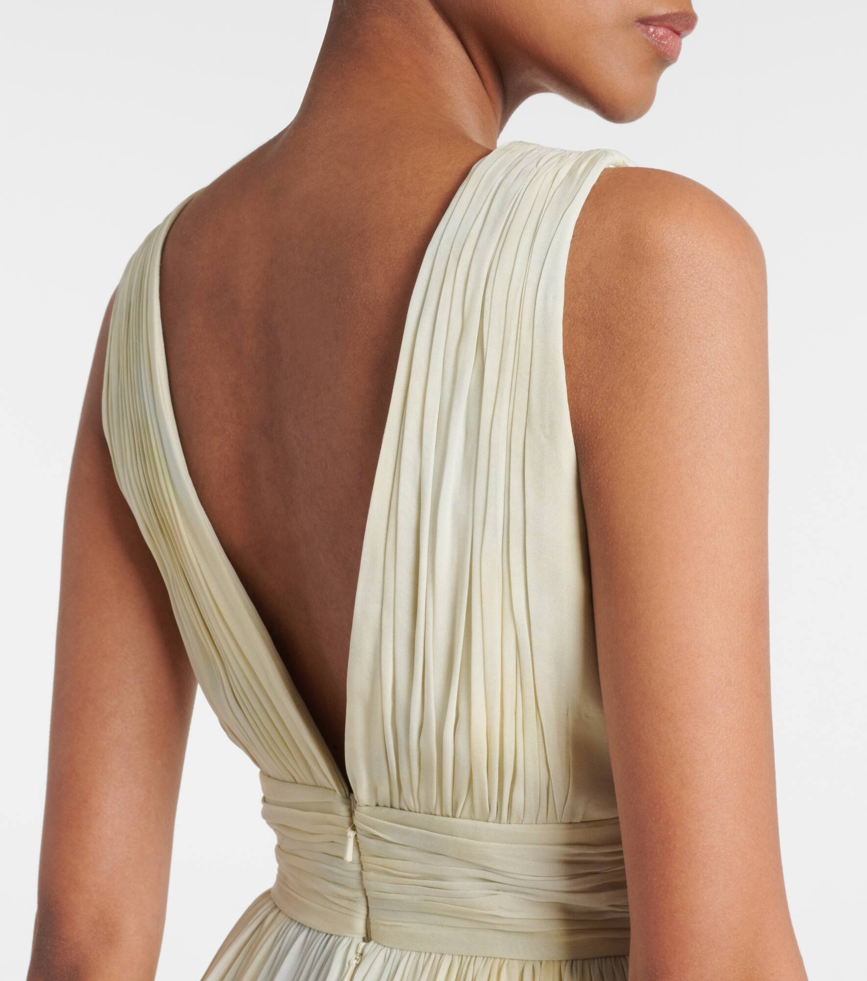 Scarf-detail printed georgette gown - 7