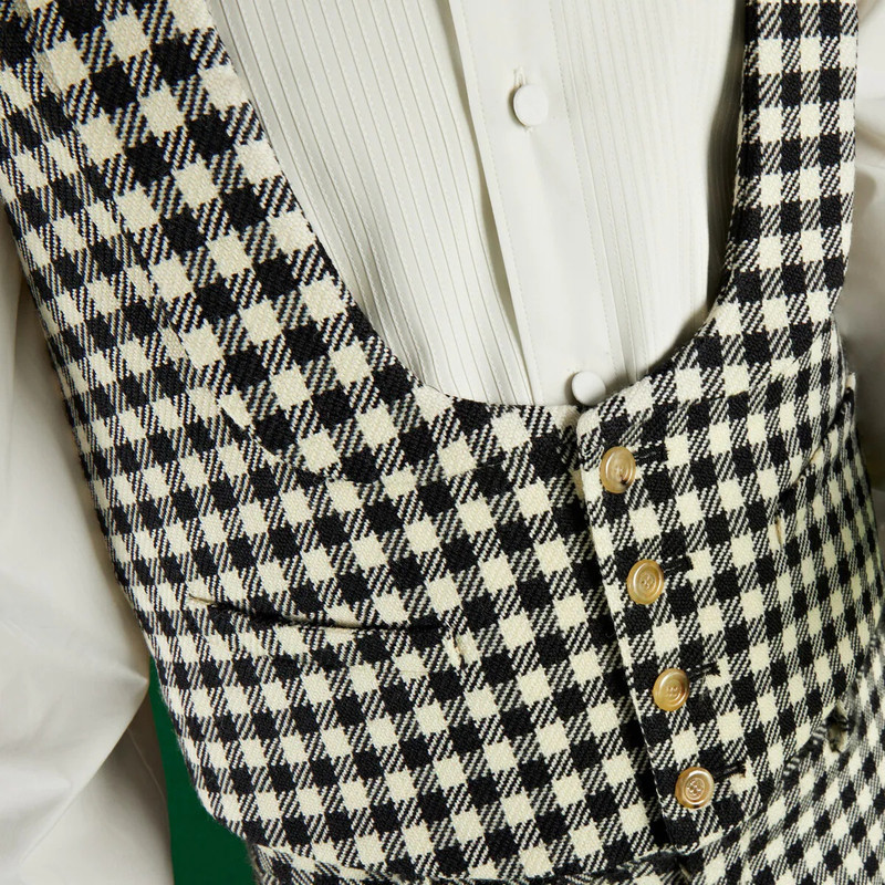 Gingham wool formal vest 3