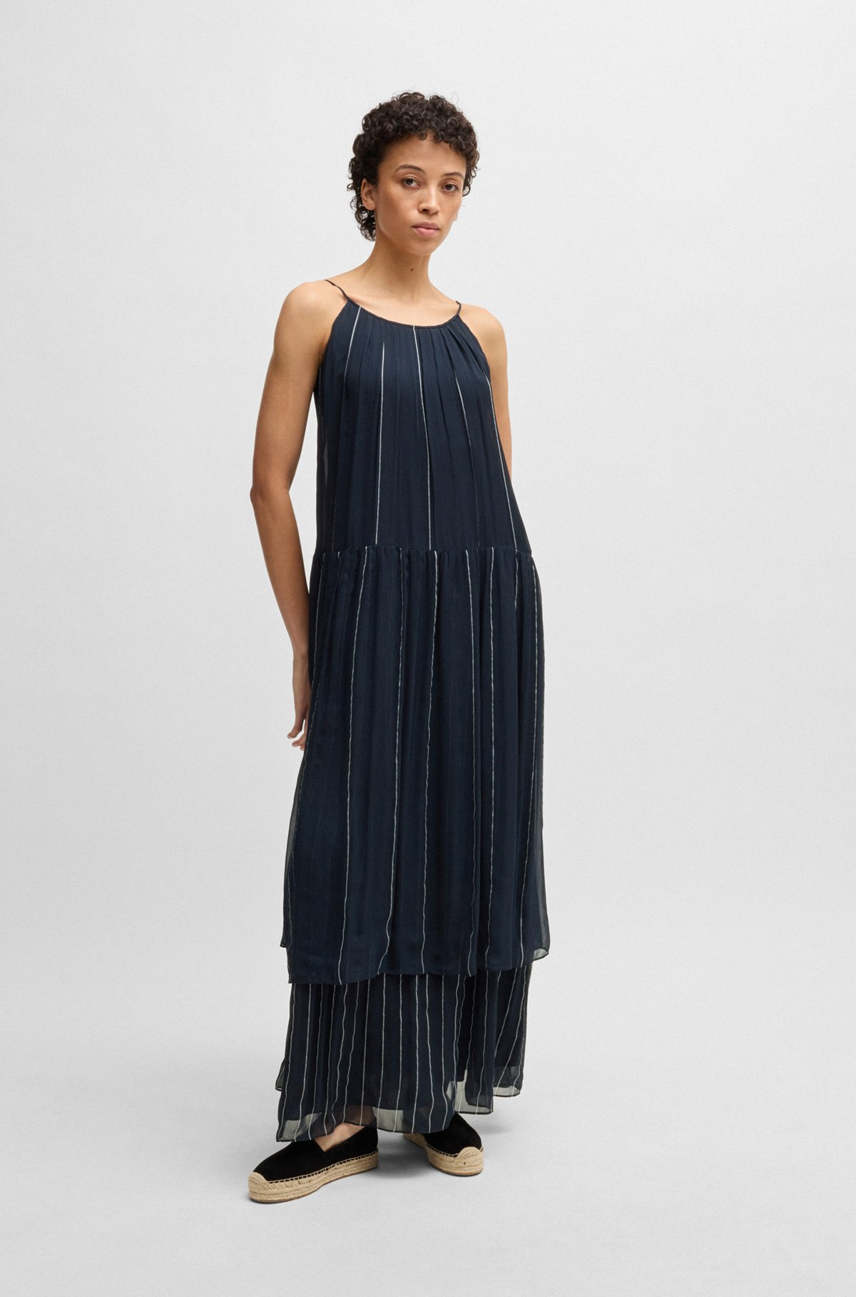 TIERED STRIPED DRESS WITH SILK - 3
