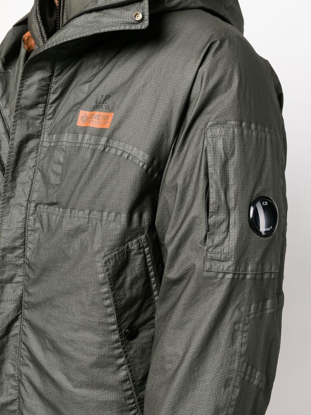 logo-patch panelled hooded jacket - 5