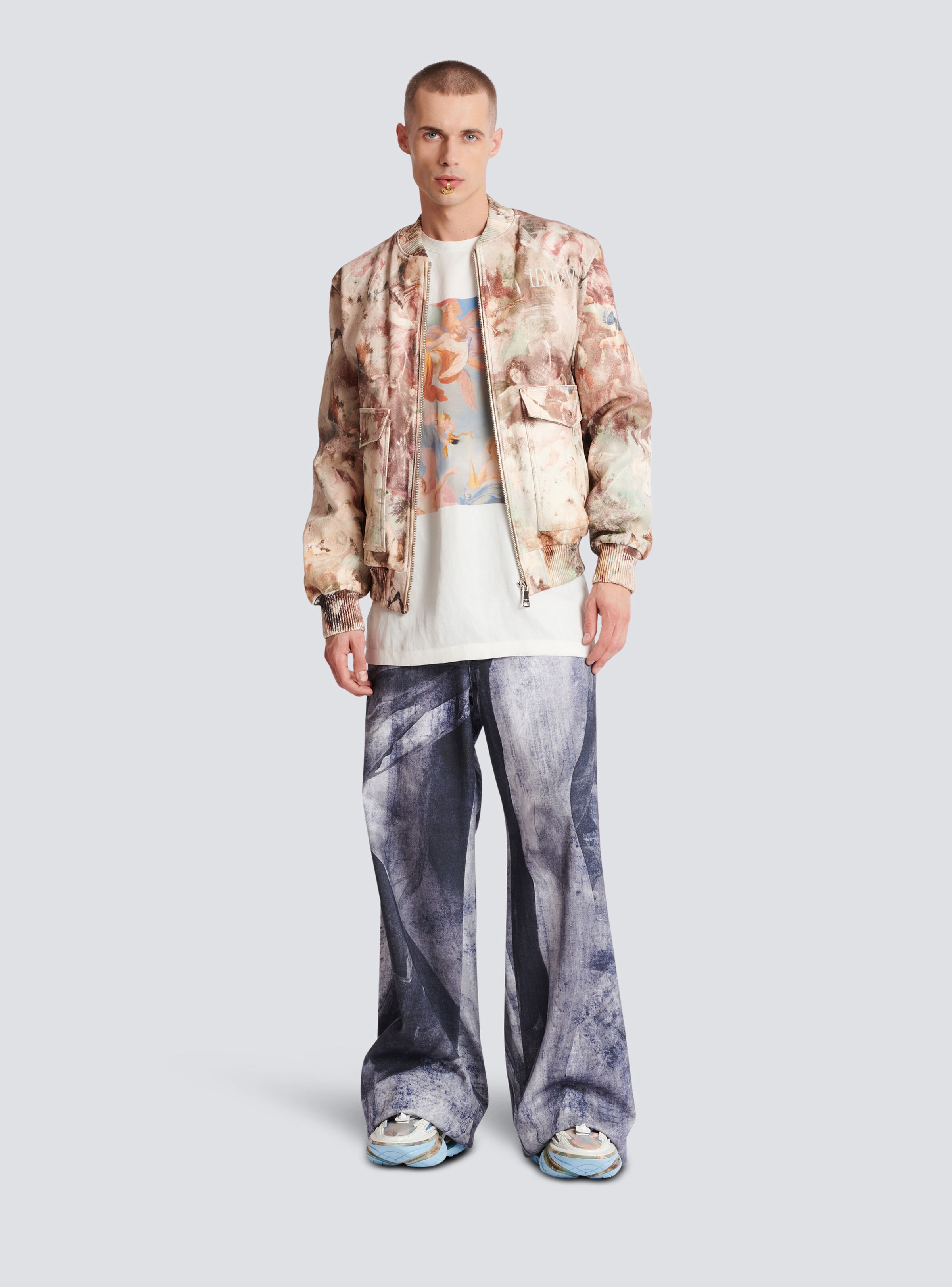 Sky print zipped T-shirt - 2