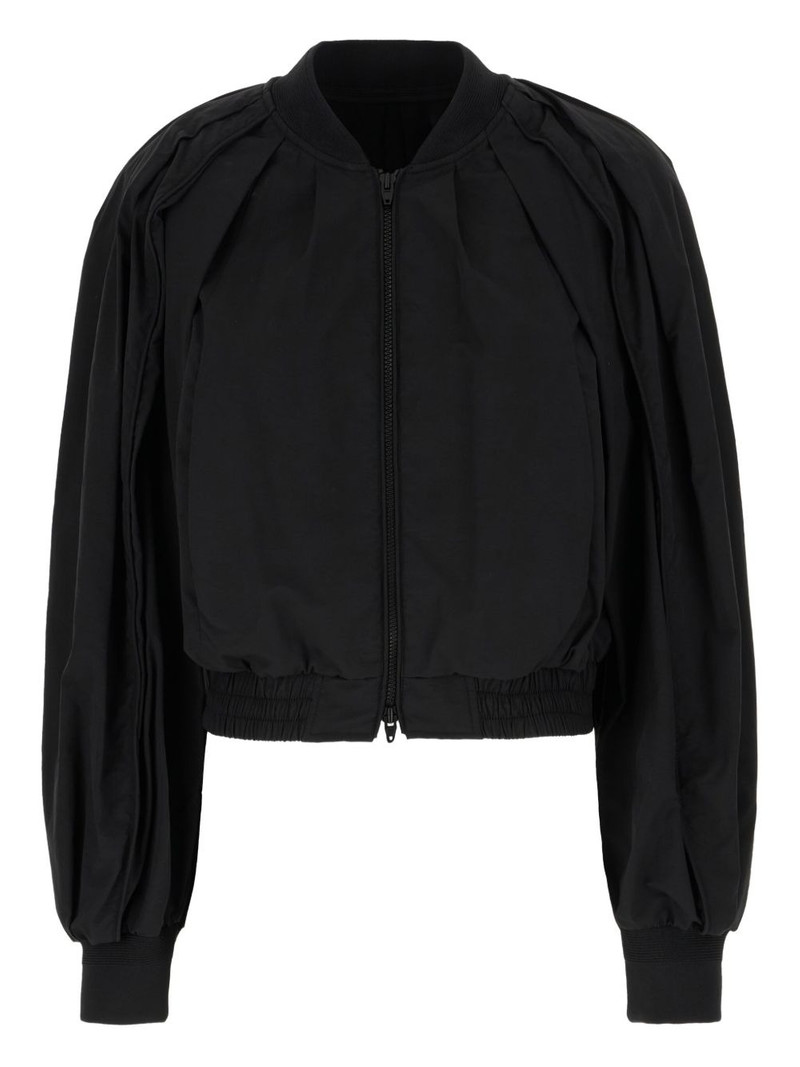 pleated balloon-sleeve bomber jacket 1