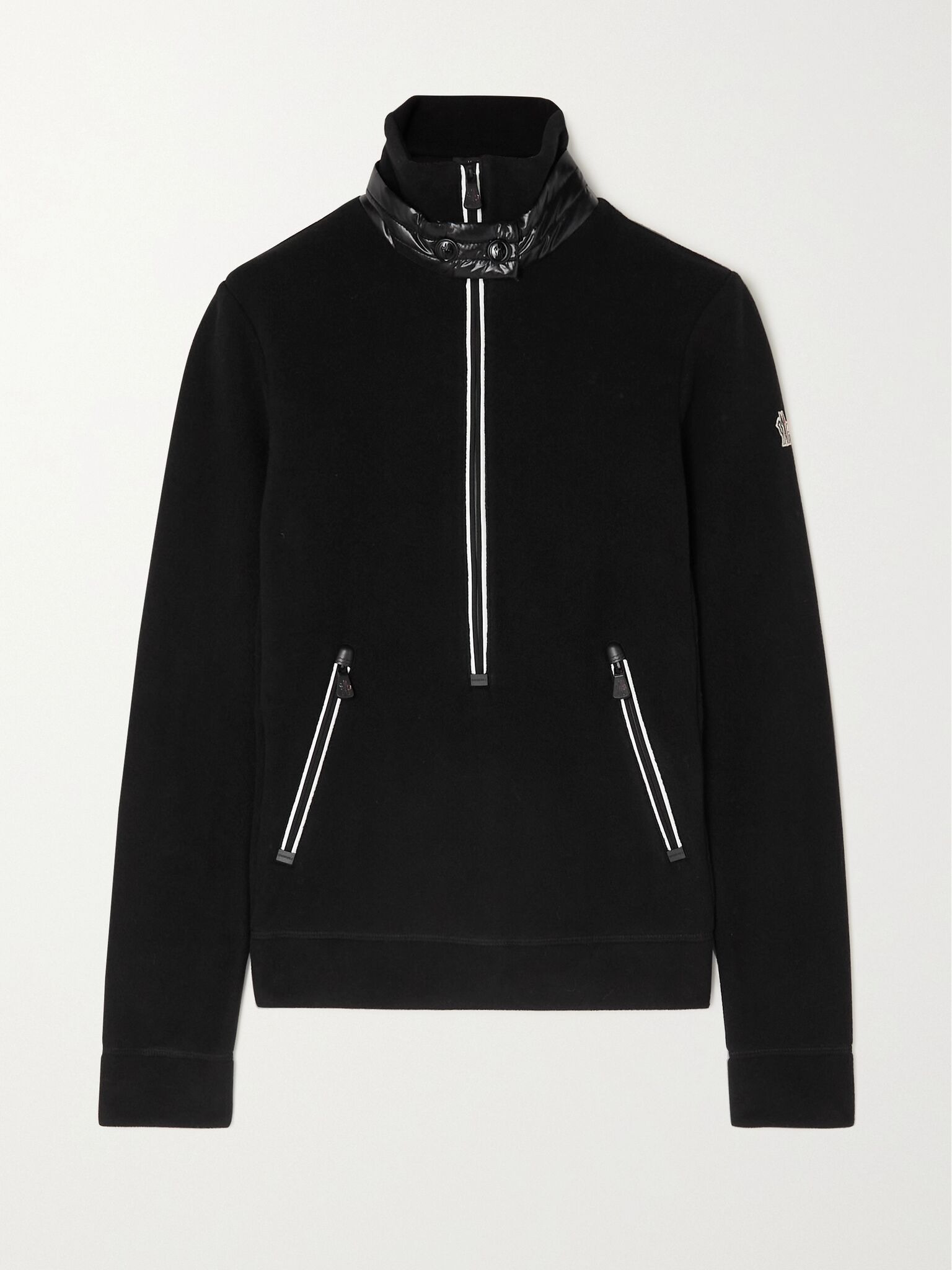 Shell-trimmed half-zip fleece jacket Black - 1