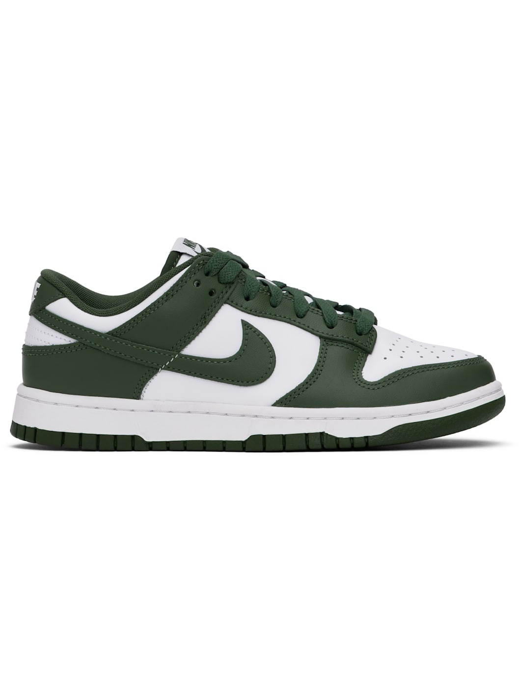 White & Green Dunk Low Retro Sneakers - 1