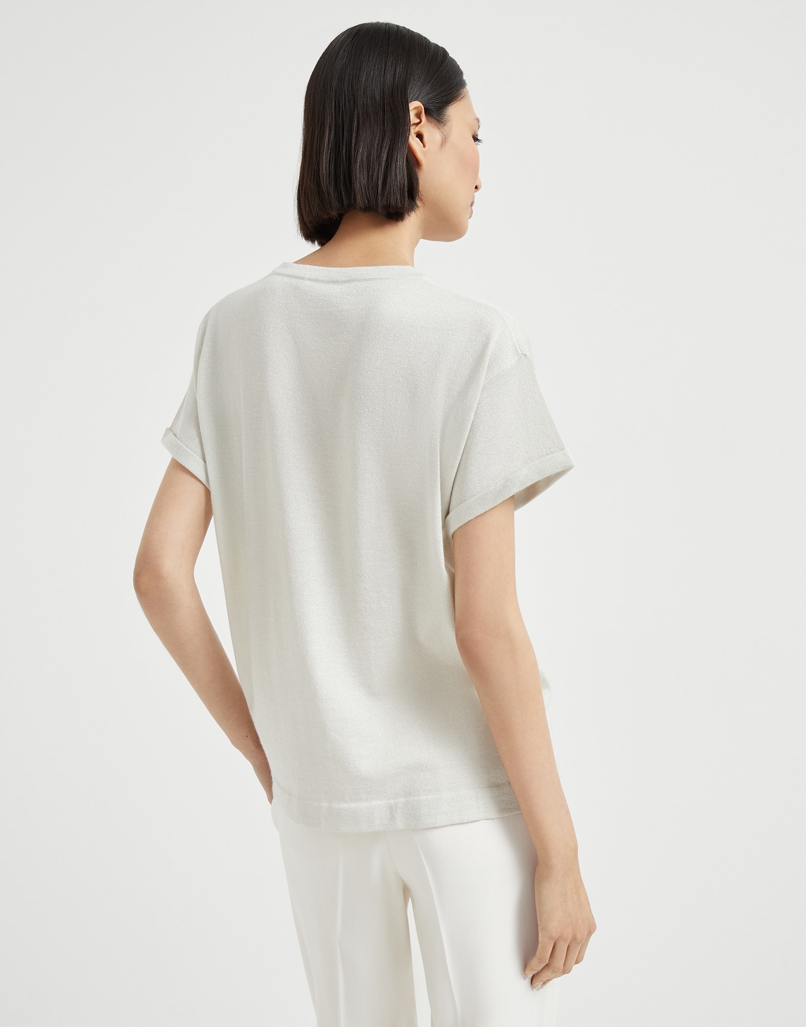 Sparkling cashmere and silk lightweight knit T-shirt - 2