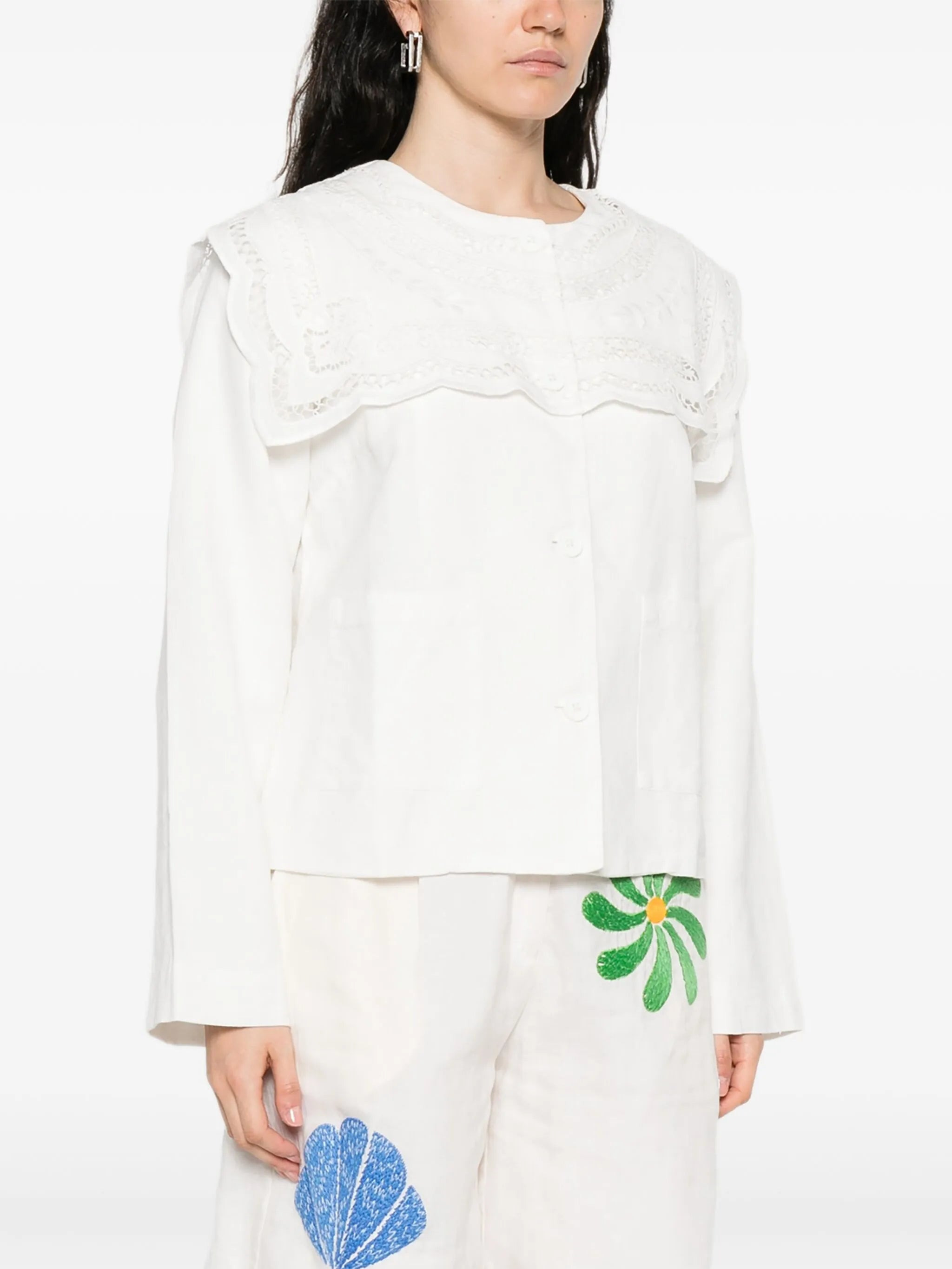 Sea Lace-trimmed Linen-cotton Jacket - 4