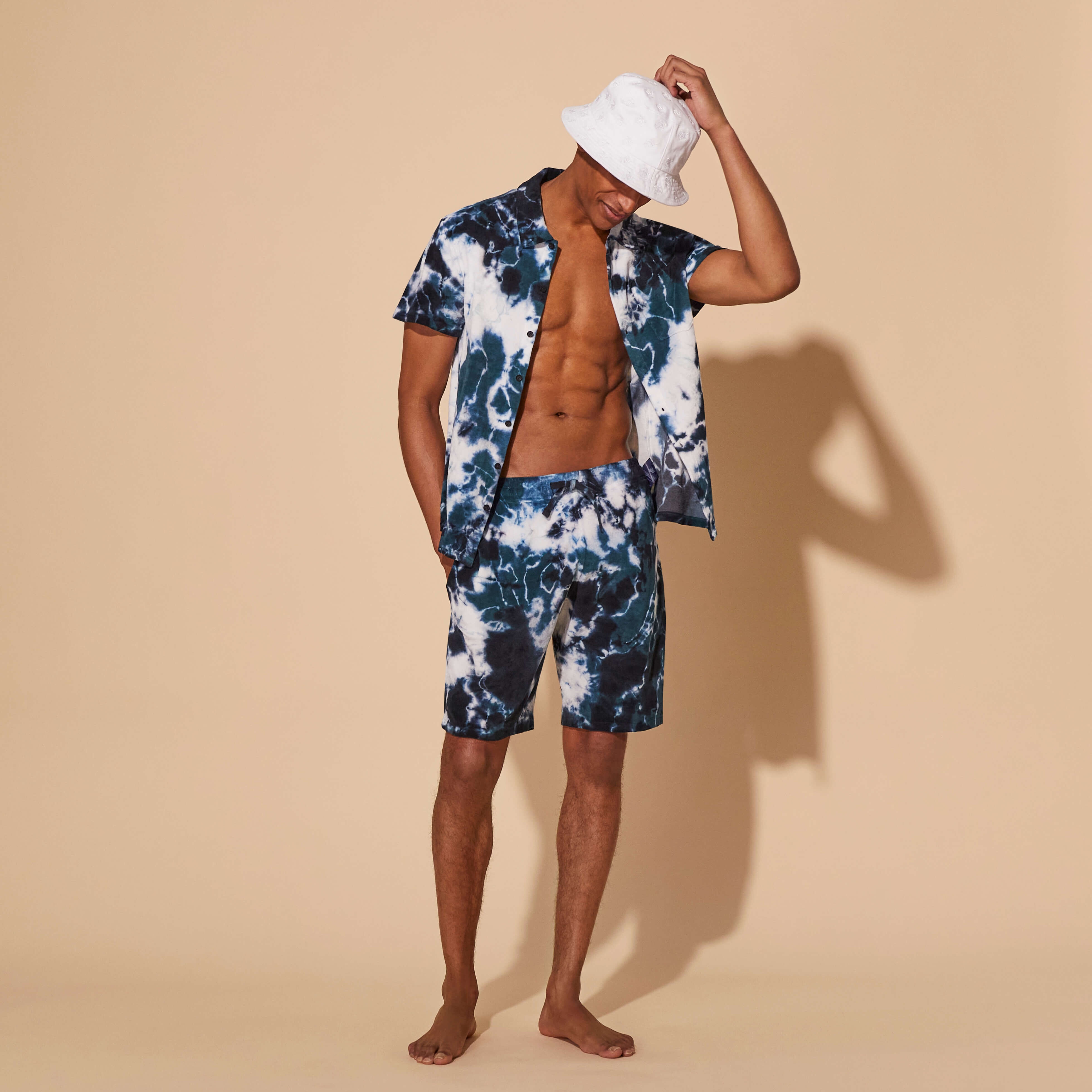 Men Terry Bermuda Shorts Rough Ocean Tie & Dye - 5