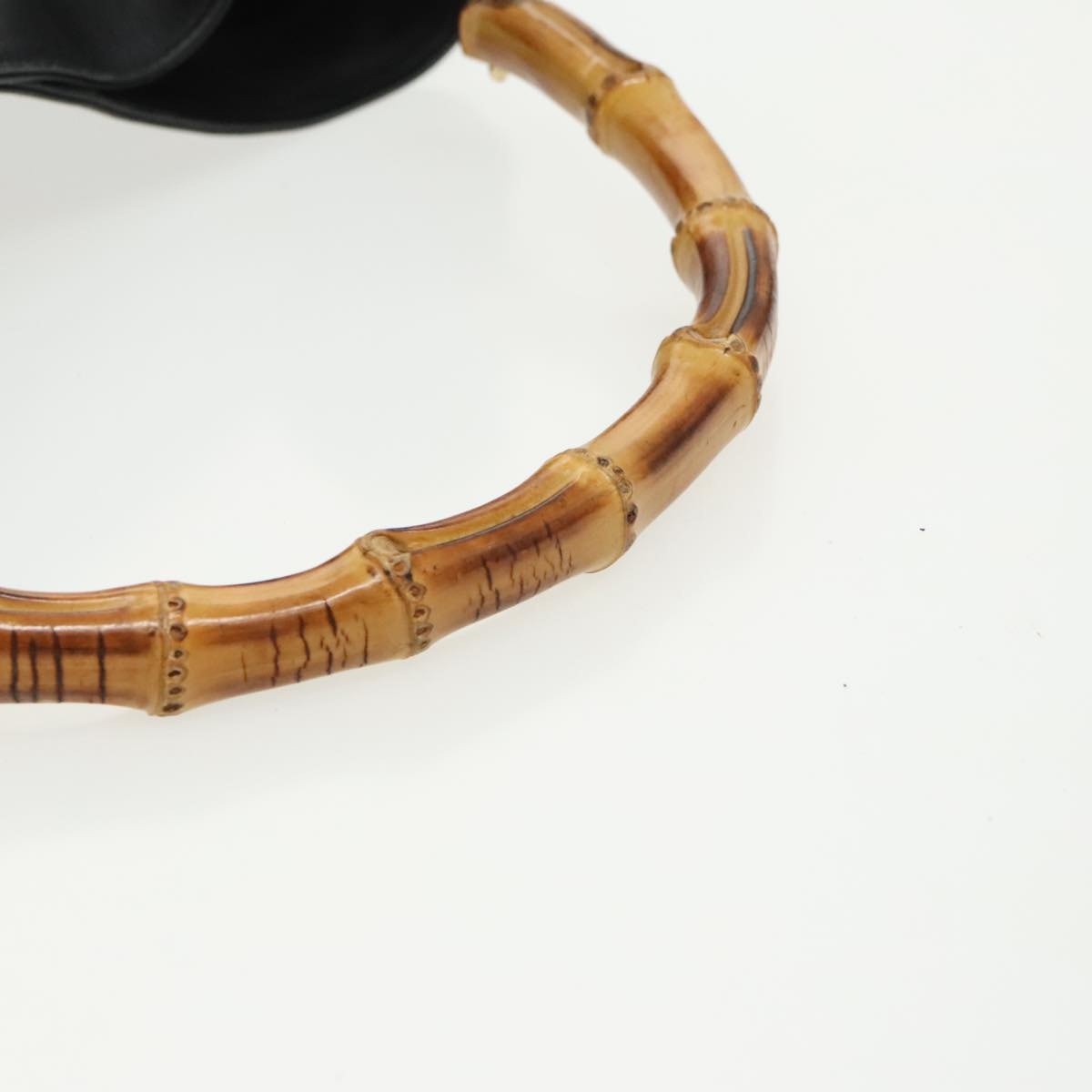 GUCCI Bamboo Hand Bag Leather Black Gold 001 001 - 7