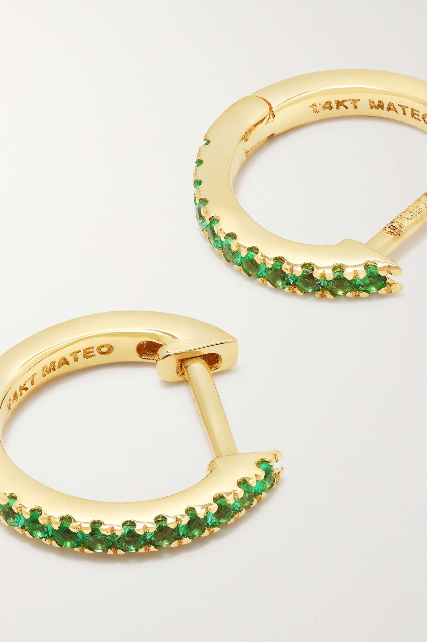 14-karat gold emerald hoop earrings - 5