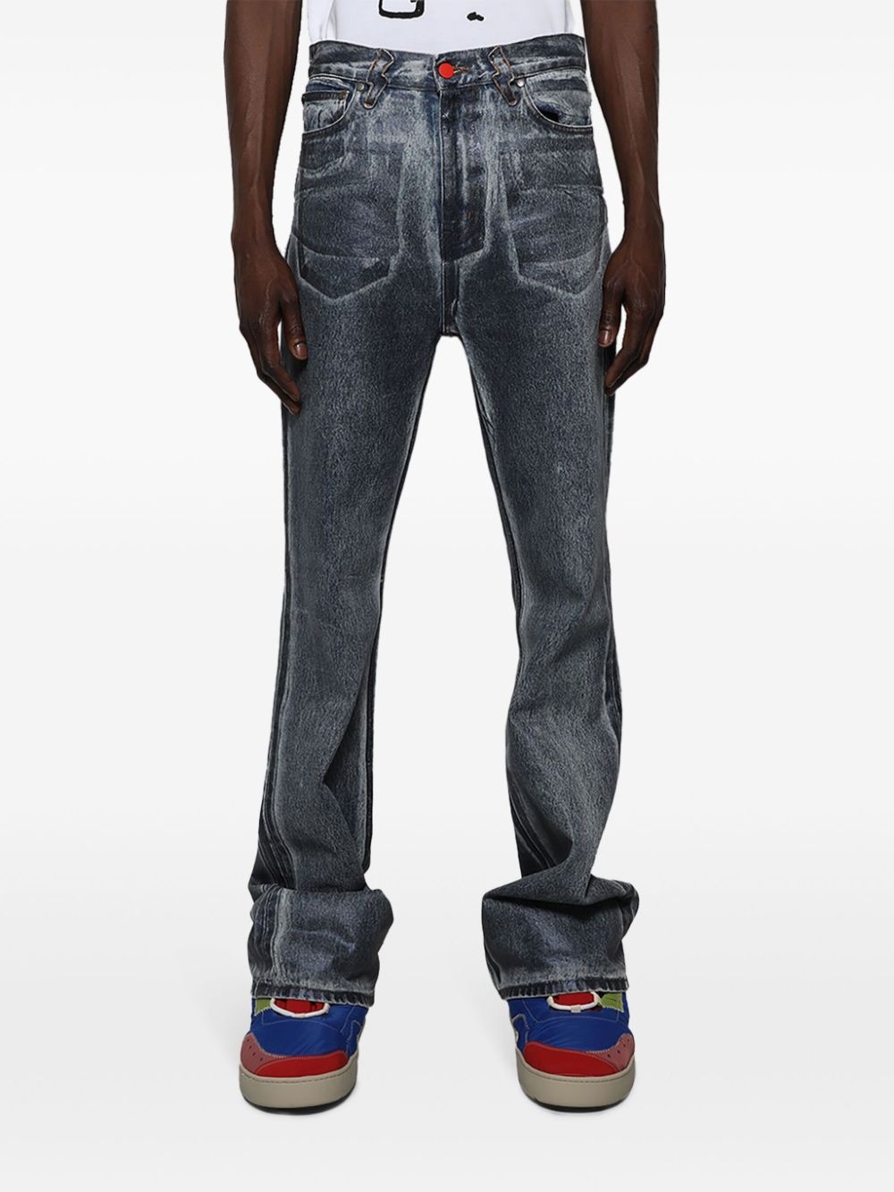 acid-wash high-rise flared jeans - 3